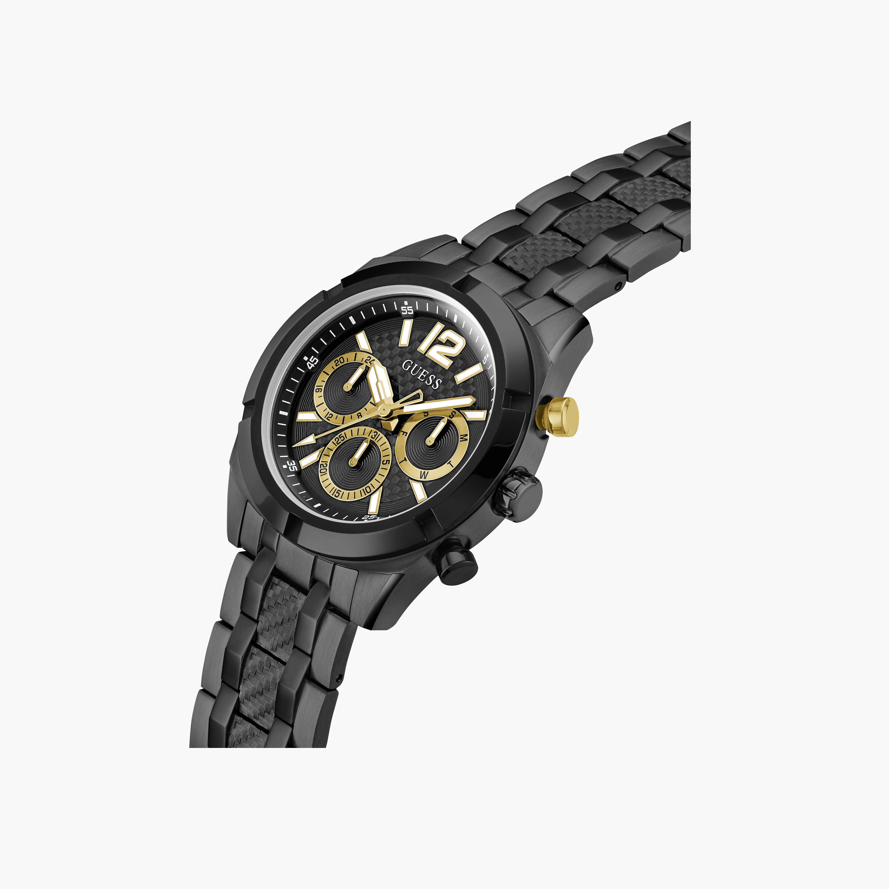 غيس- ساعة رجالية كرونوغراف سوداء 44 مم سوار معدني | GW0714G4-men-watchesandjewellery-watches-image-4