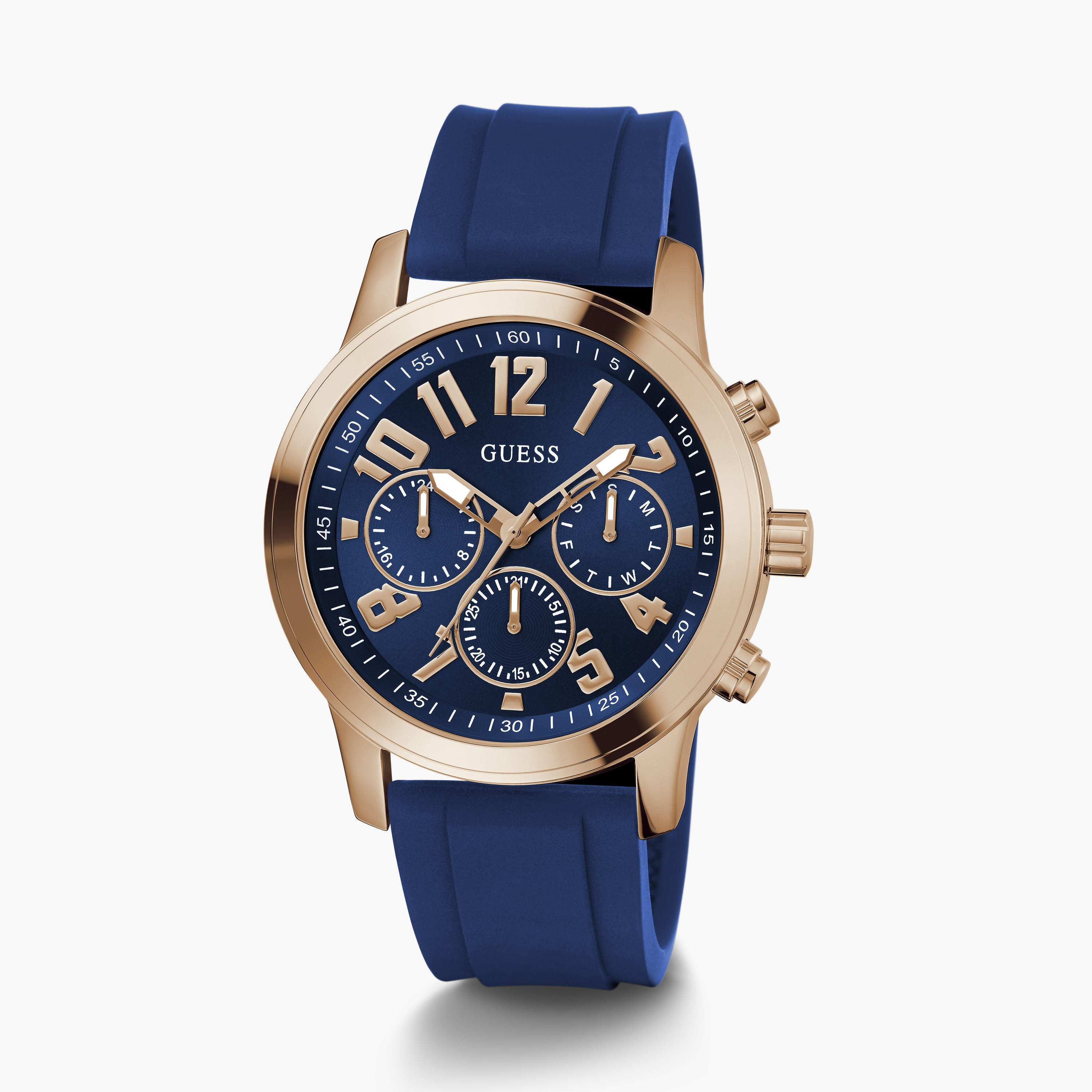 Guess Men's 44 MM Blue Chronograph Silicone Strap Watch | GW0708G3-men-watchesandjewellery-watches-image-2
