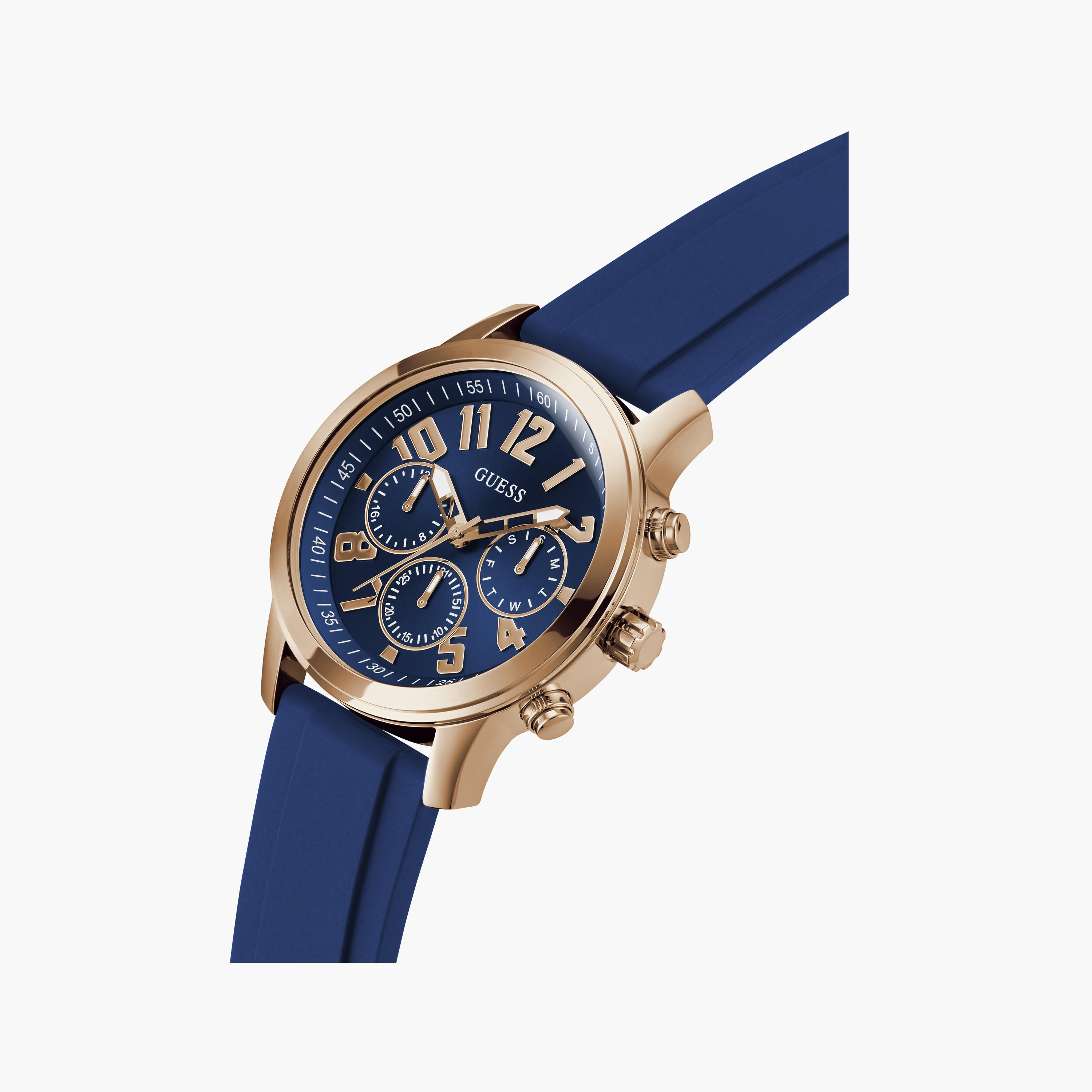 Guess Men's 44 MM Blue Chronograph Silicone Strap Watch | GW0708G3-men-watchesandjewellery-watches-image-4