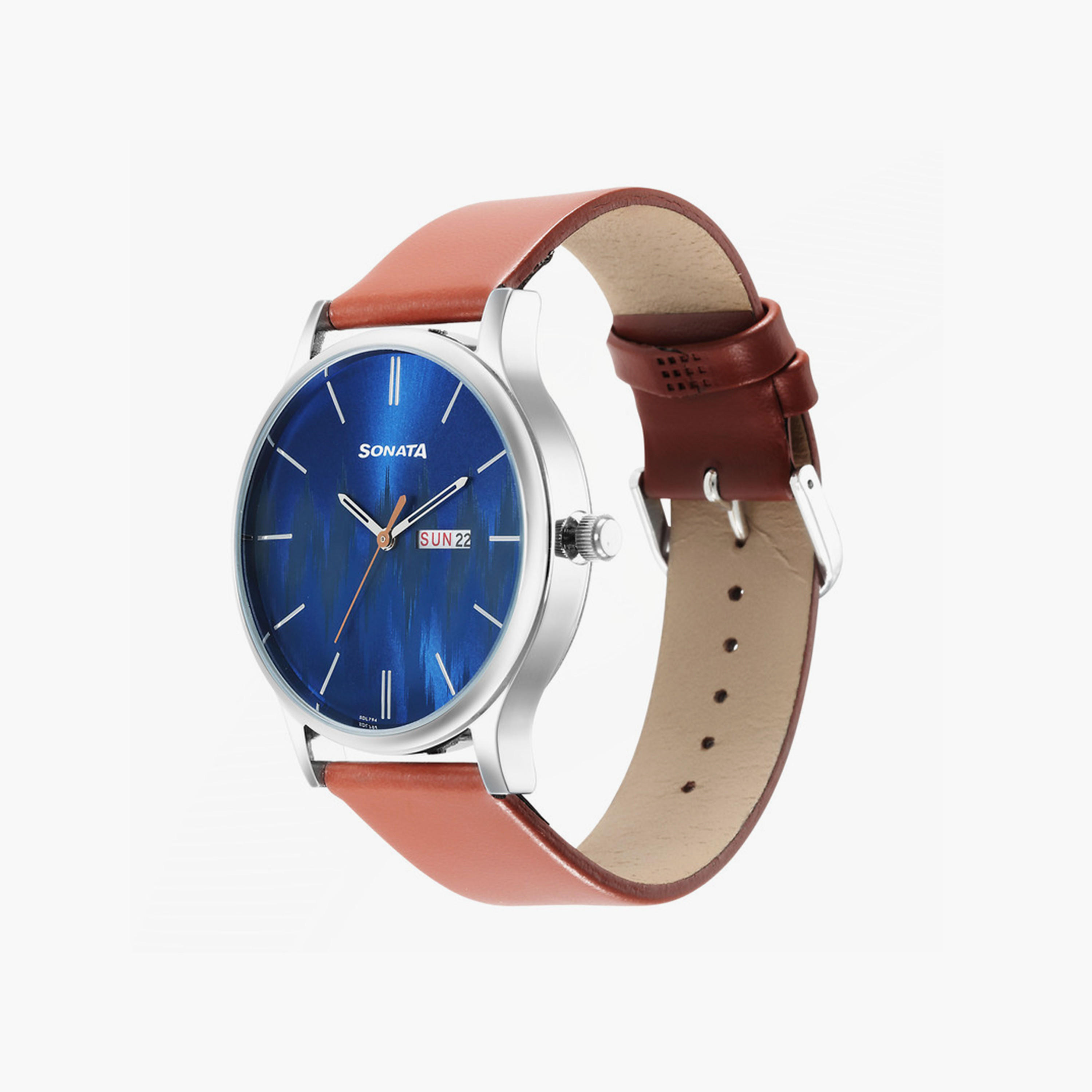 سوناتا- ساعة رجالية تناظرية سوار جلدي بني 42 مم-men-watchesandjewellery-watches-image-2