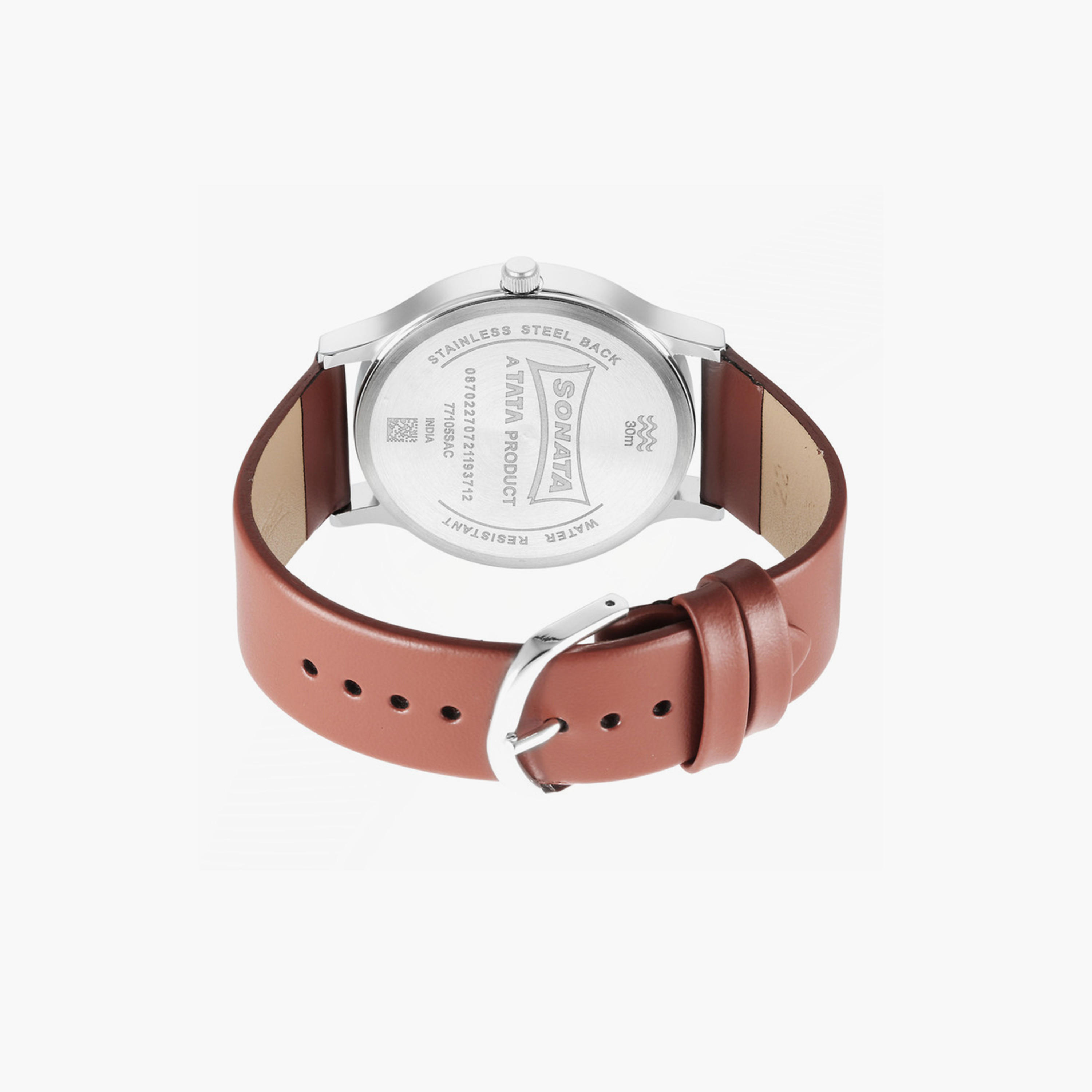 Sonata Men's 42 Brown Analog Leather Strap Watch | 77105SL05-men-watchesandjewellery-watches-image-4