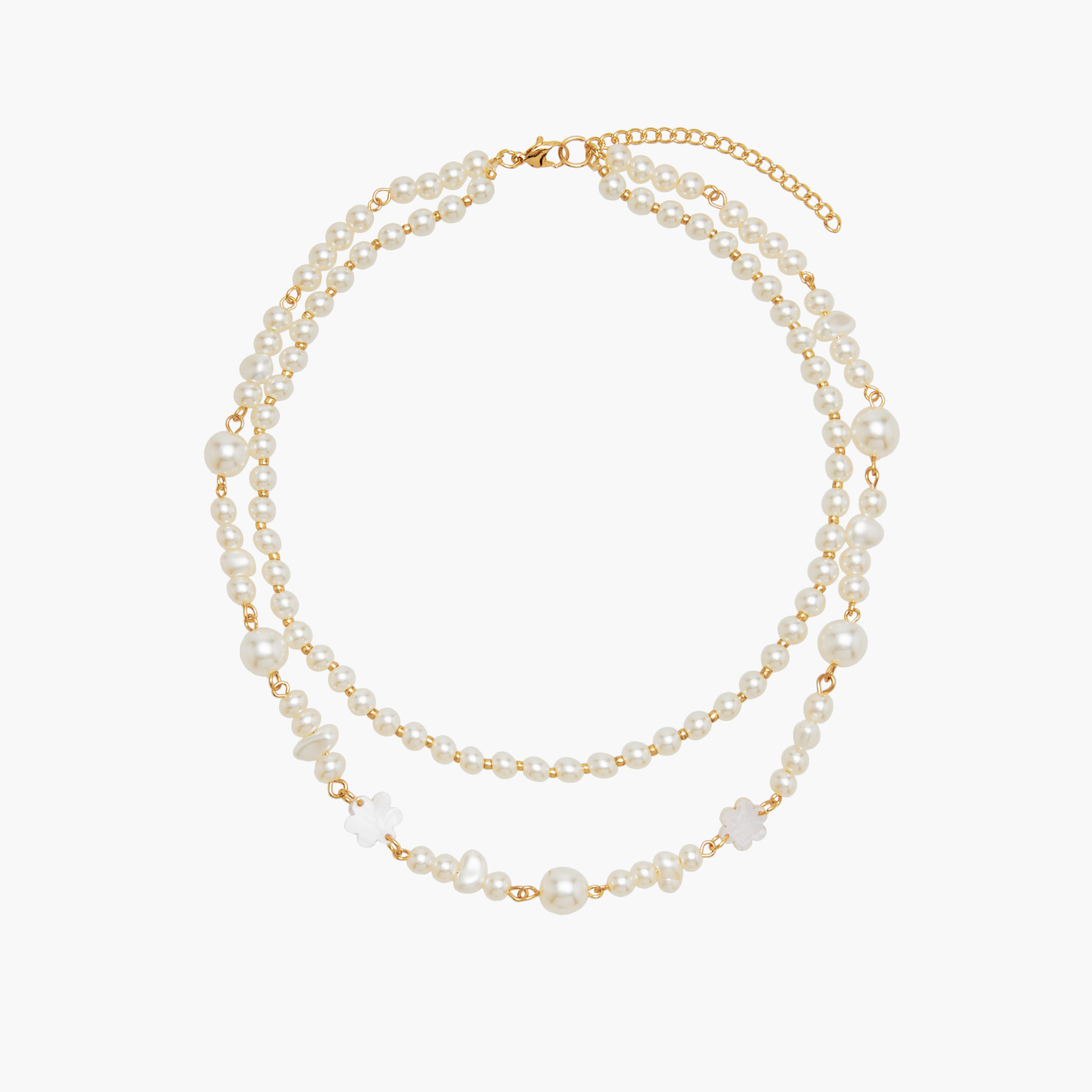 عقد بطبقتين مزين باللؤلؤ وبمشبك إغلاق-women-watchesandjewellery-jewellery-necklacesandpendants-image-1
