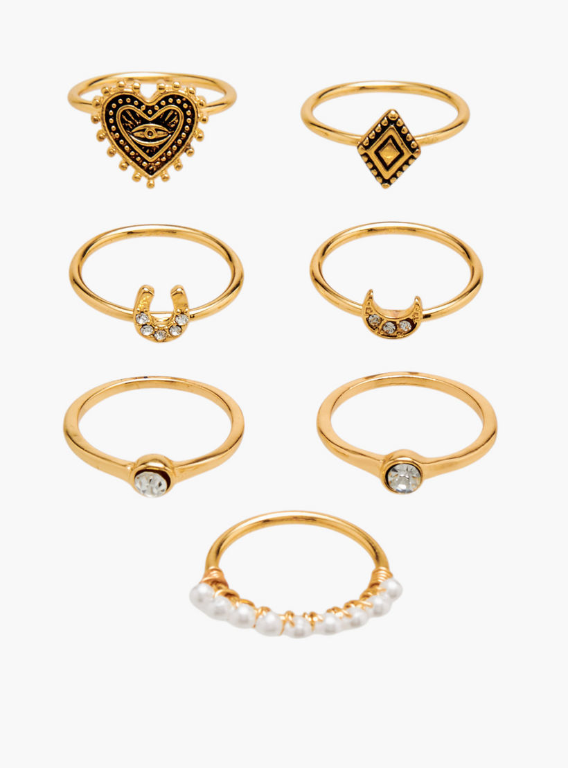مجموعة خواتم متنوعة 7 قطع - L-XL-women-watchesandjewellery-jewellery-rings-image-1