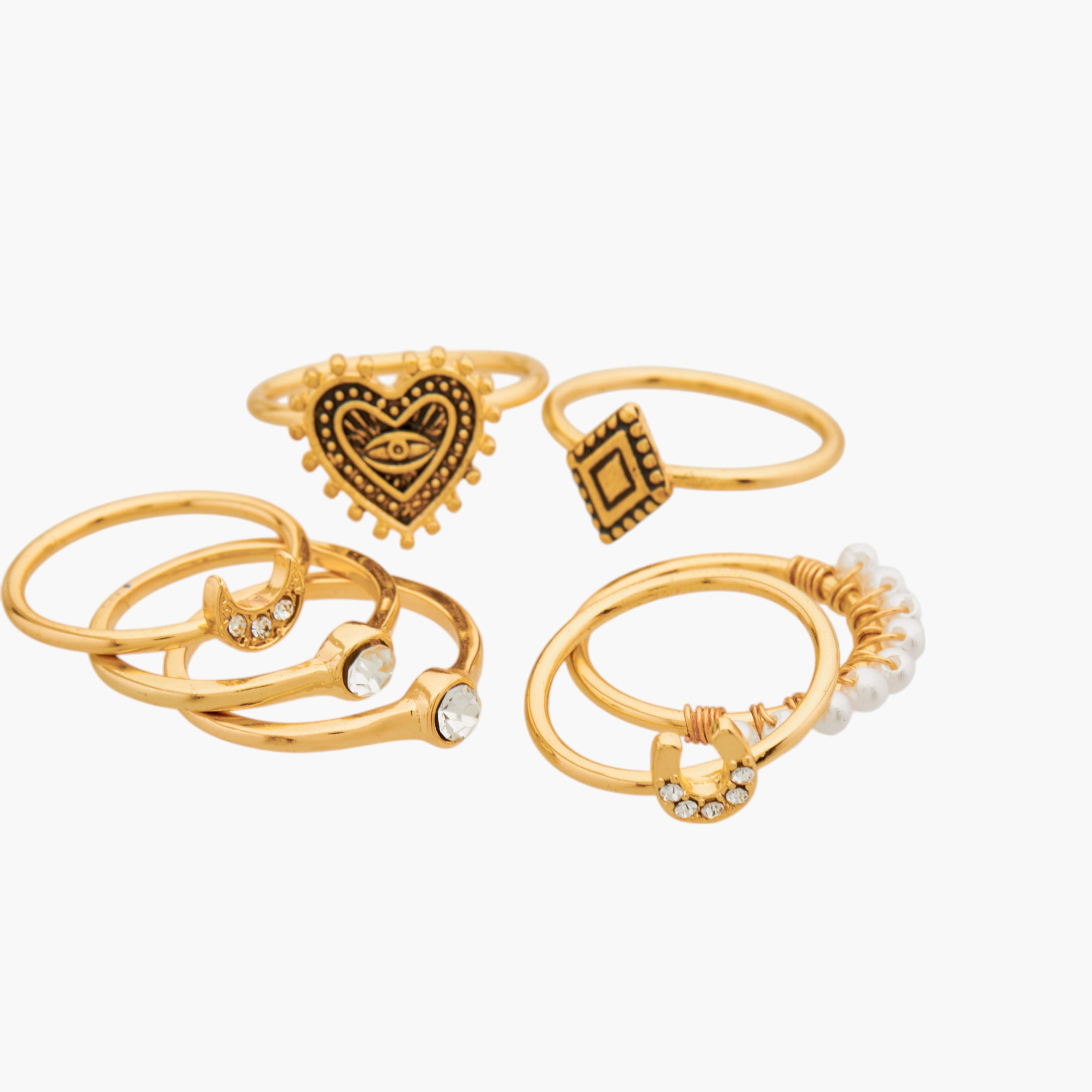 مجموعة خواتم متنوعة 7 قطع - L-XL-women-watchesandjewellery-jewellery-rings-image-4