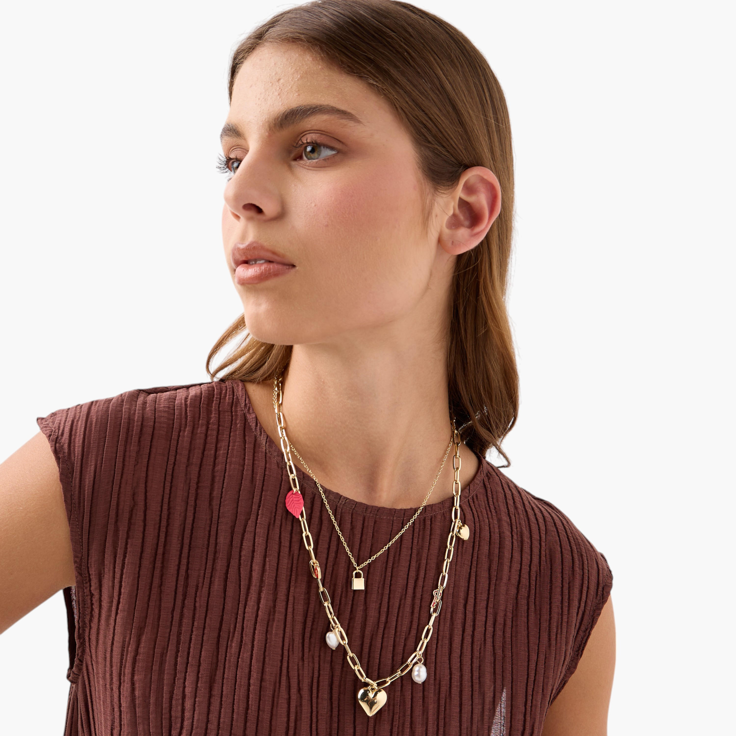 قلادة متعددة الطبقات بمشبك إغلاق ودلايات-women-watchesandjewellery-jewellery-necklacesandpendants-image-2