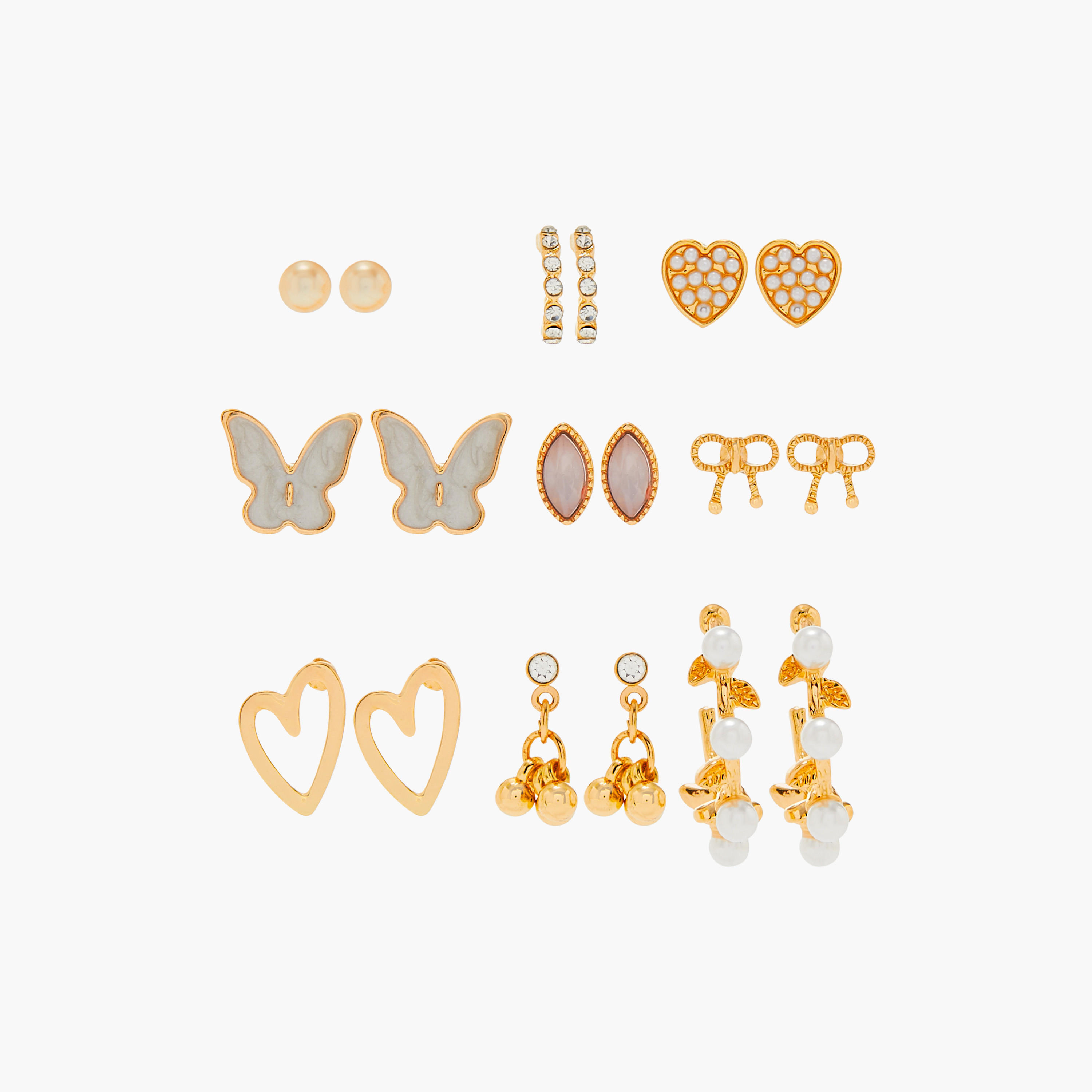 حلقان متنوعة بمكبس إغلاق خلفي - مجموعة من 9-women-watchesandjewellery-jewellery-earrings-image-1