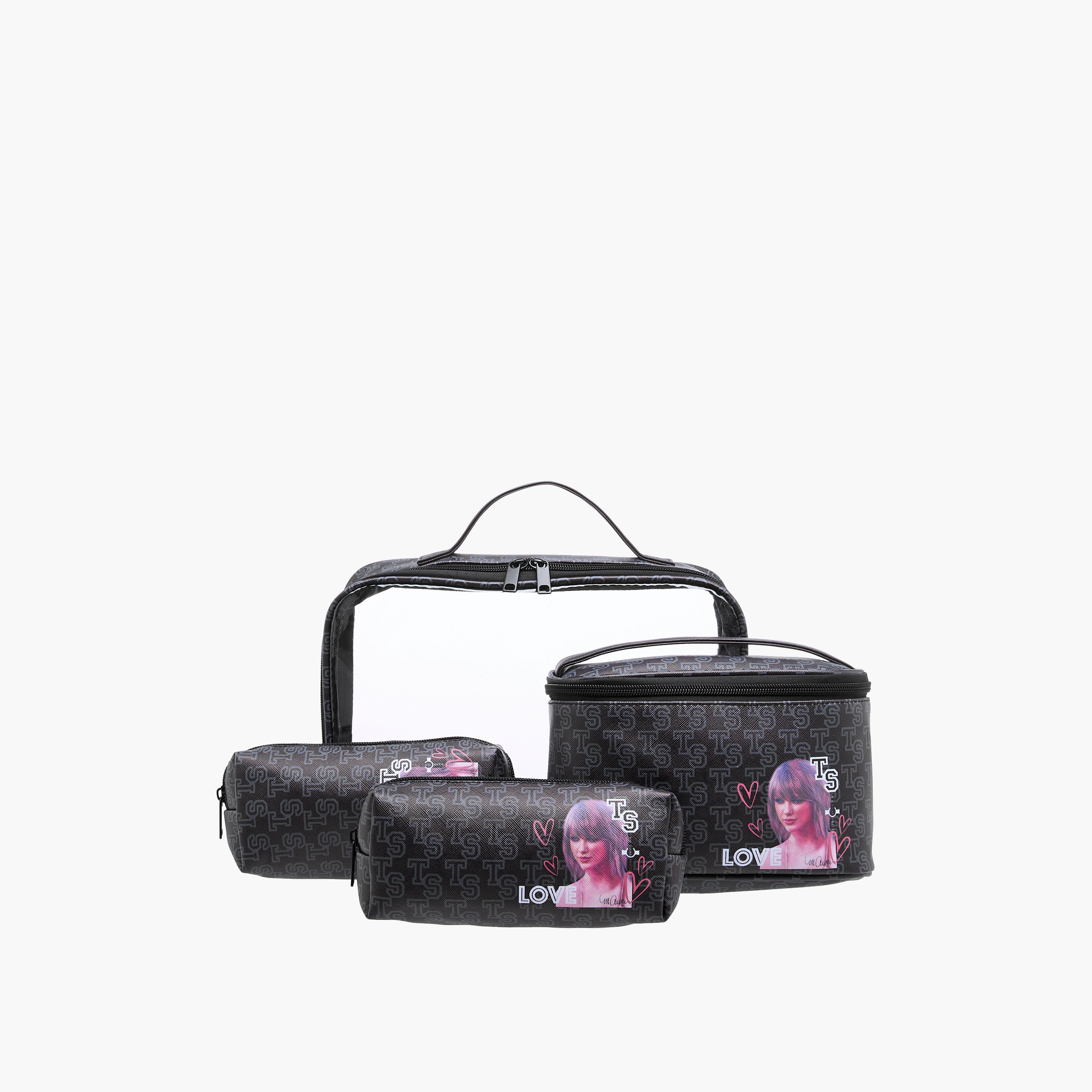 Taylor Swift Print 4-Piece Cosmetic Bag Set-beautyandpersonalcare-makeup-brushesandaccessories-makeuppouches-image-1