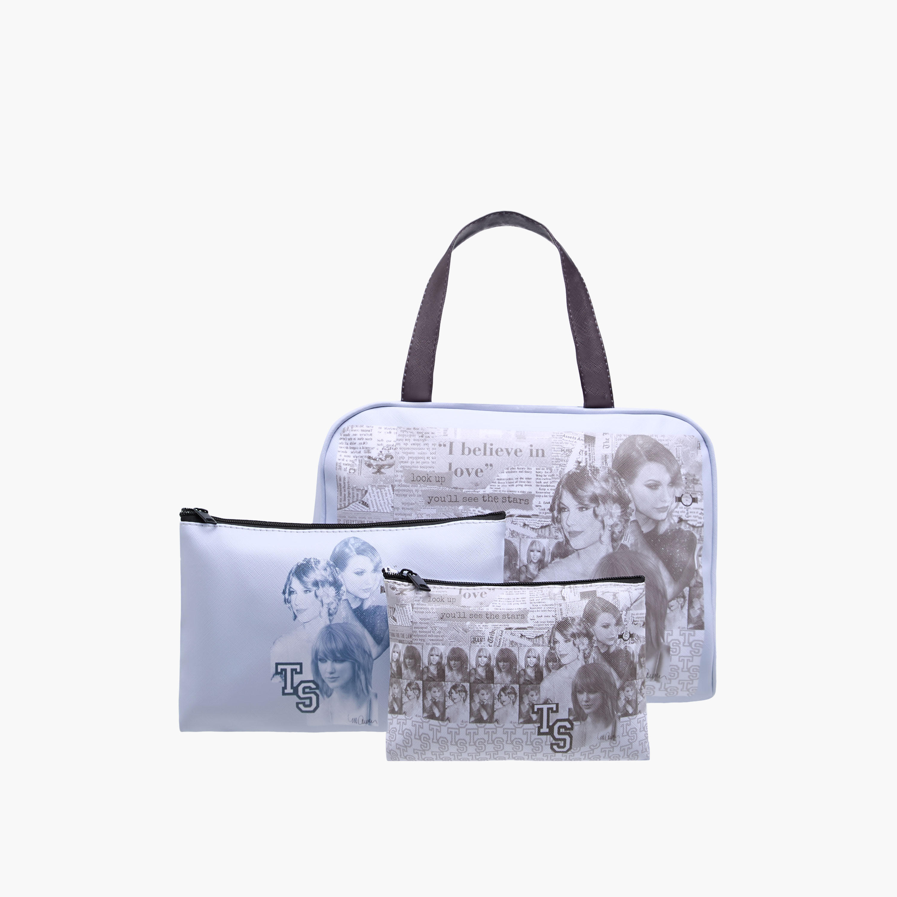 Taylor Swift Print 3-Piece Cosmetic Bag Set-beautyandpersonalcare-makeup-brushesandaccessories-makeuppouches-image-1