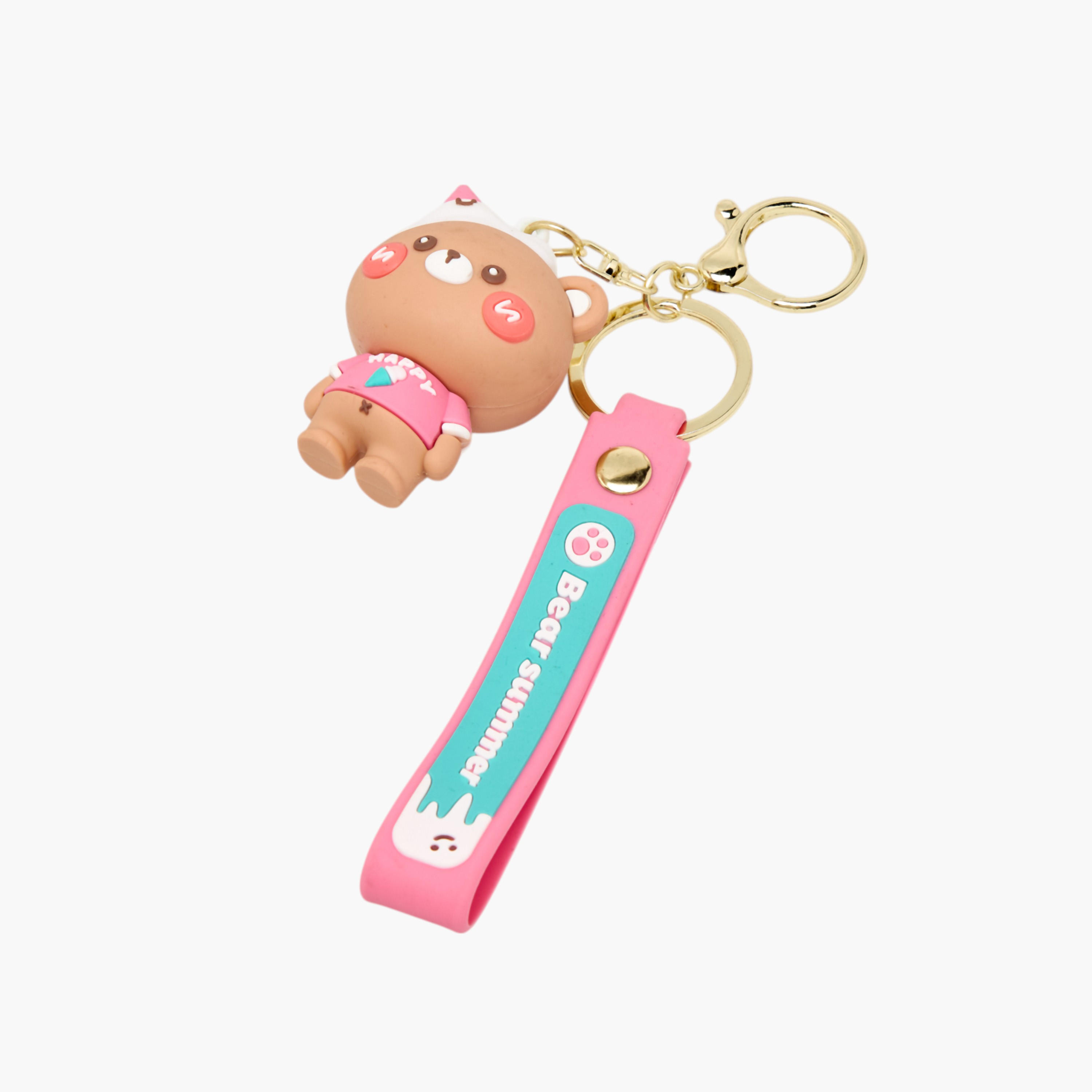 Bear Keychain with Strap and Hook-girls-accessories-keyringsandbagcharms-image-2