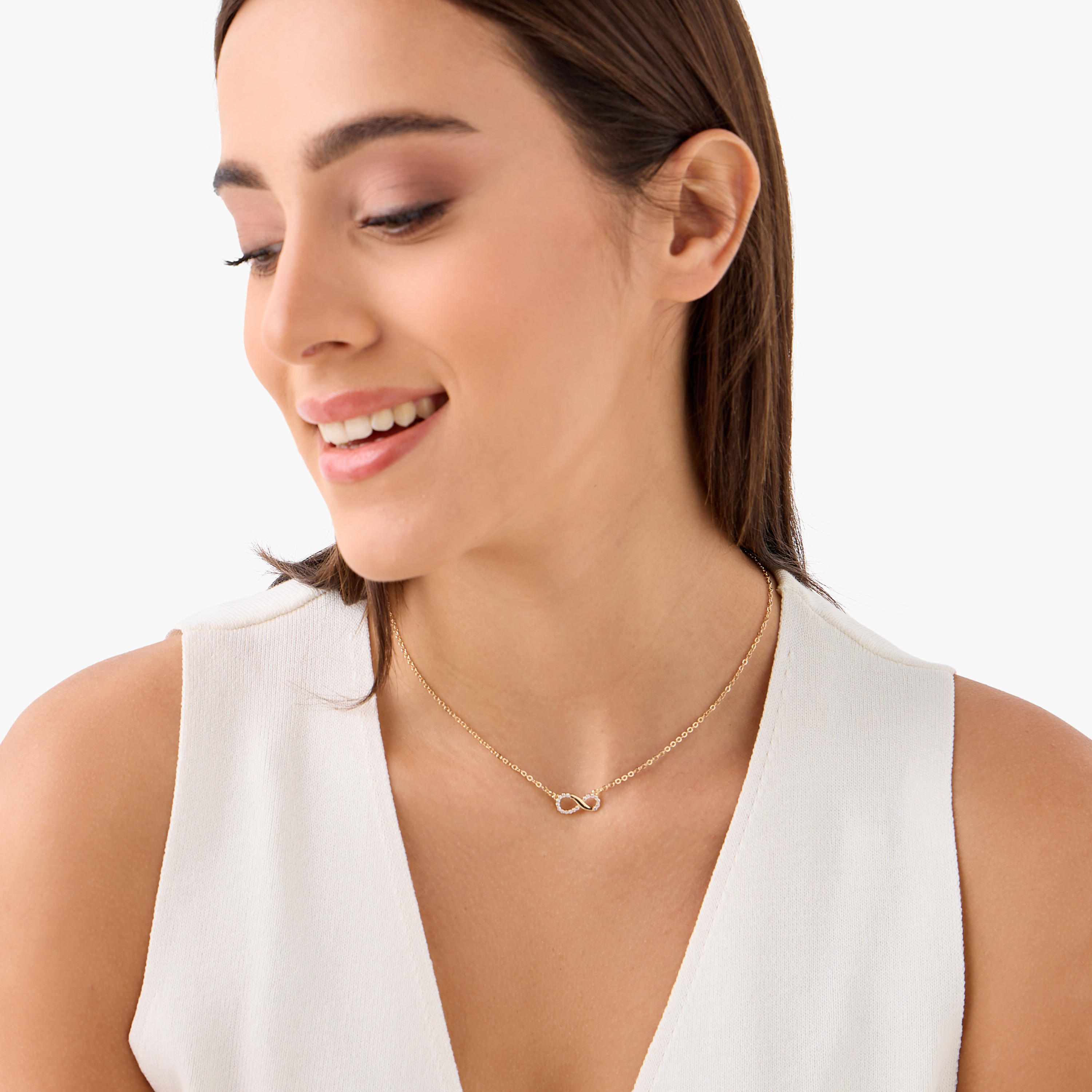 عقد بدلاية مزينة بمكعب زركونيا ومشبك إغلاق-women-watchesandjewellery-jewellery-necklacesandpendants-image-2