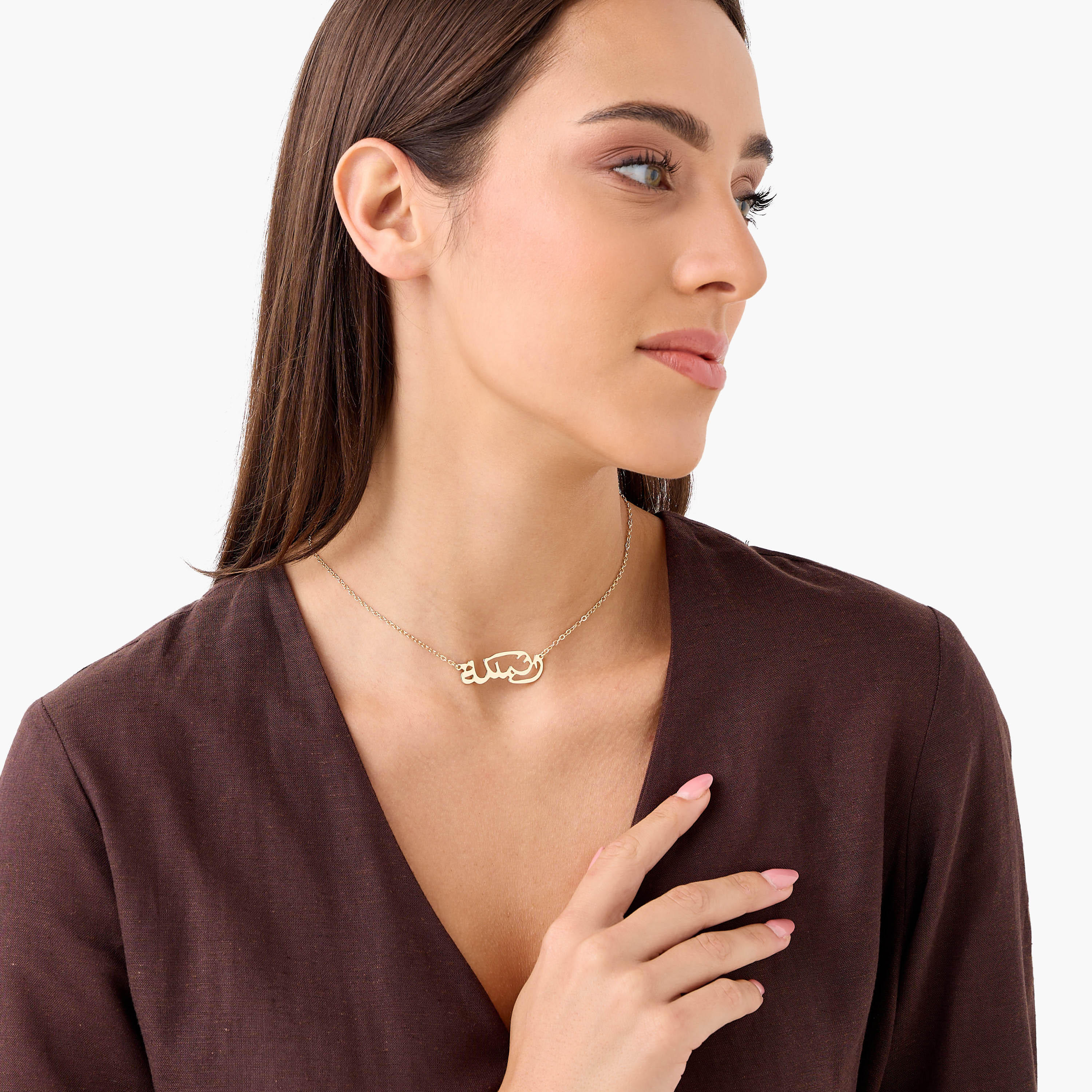 Metallic Arabic Pendant Necklace with Lobster Clasp Closure-women-watchesandjewellery-jewellery-necklacesandpendants-image-2