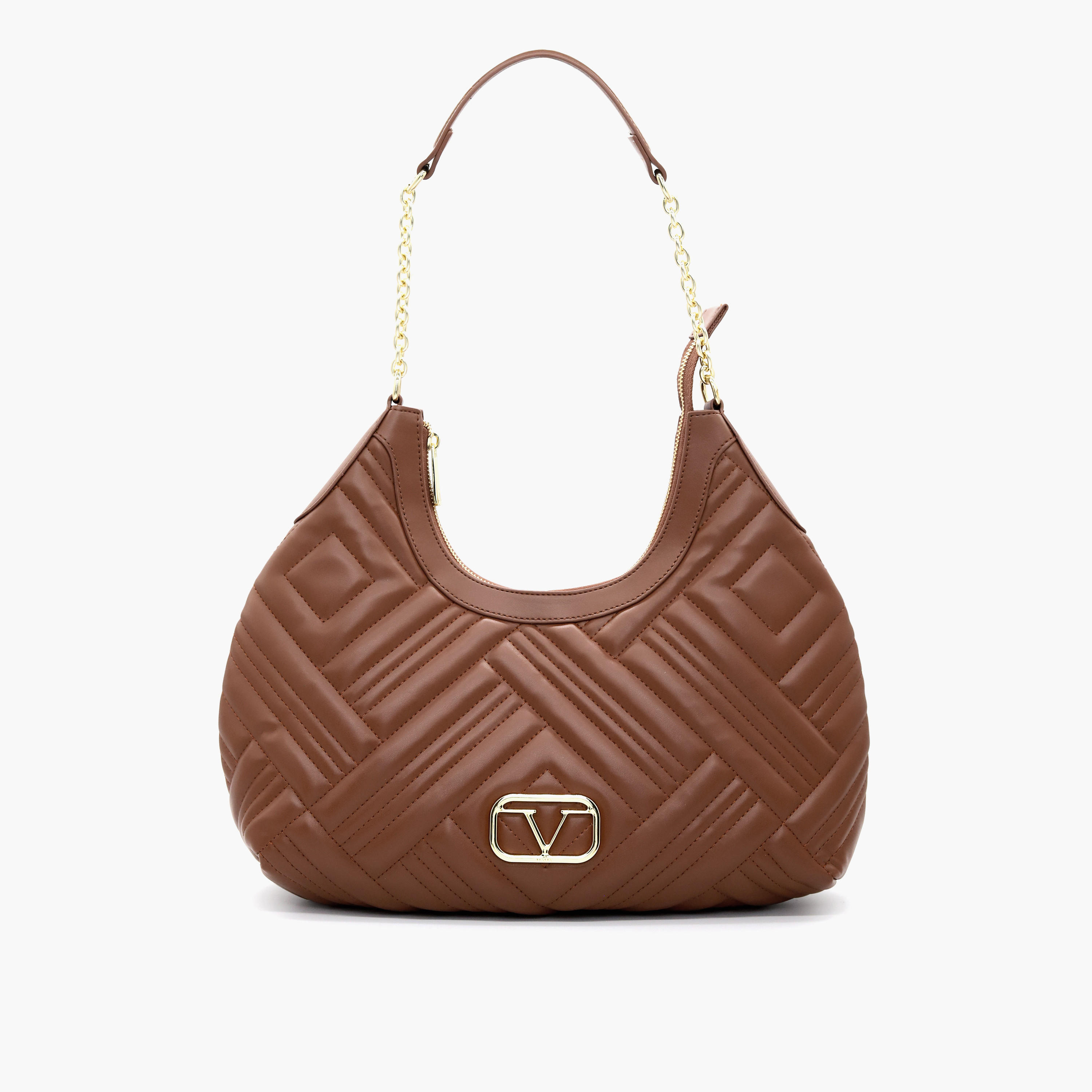 شنطة كتف مبطنة بمقبض سلسلة وسحّاب إغلاق من في إيطاليا-women-bagsandwallets-handbags-image-1