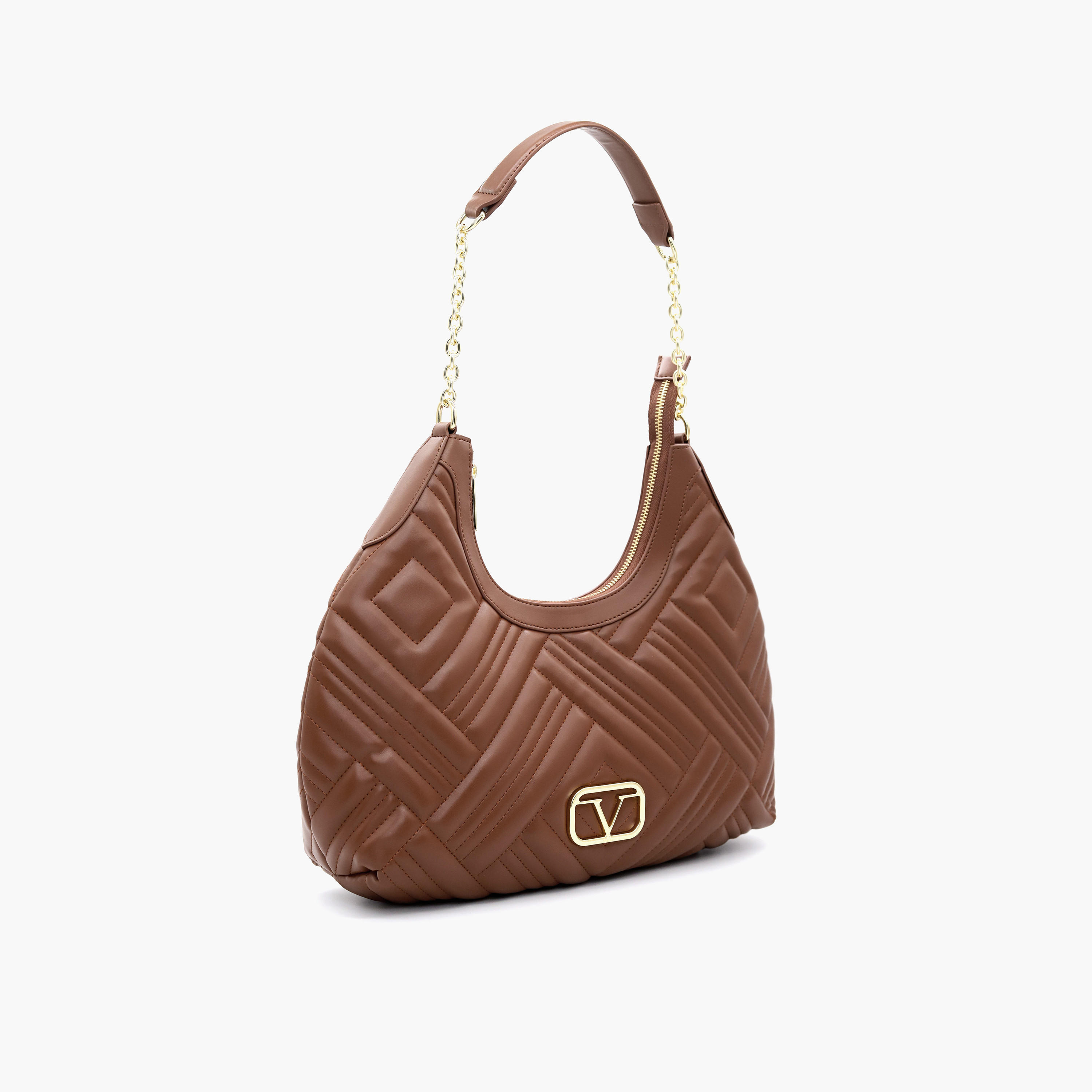 شنطة كتف مبطنة بمقبض سلسلة وسحّاب إغلاق من في إيطاليا-women-bagsandwallets-handbags-image-2