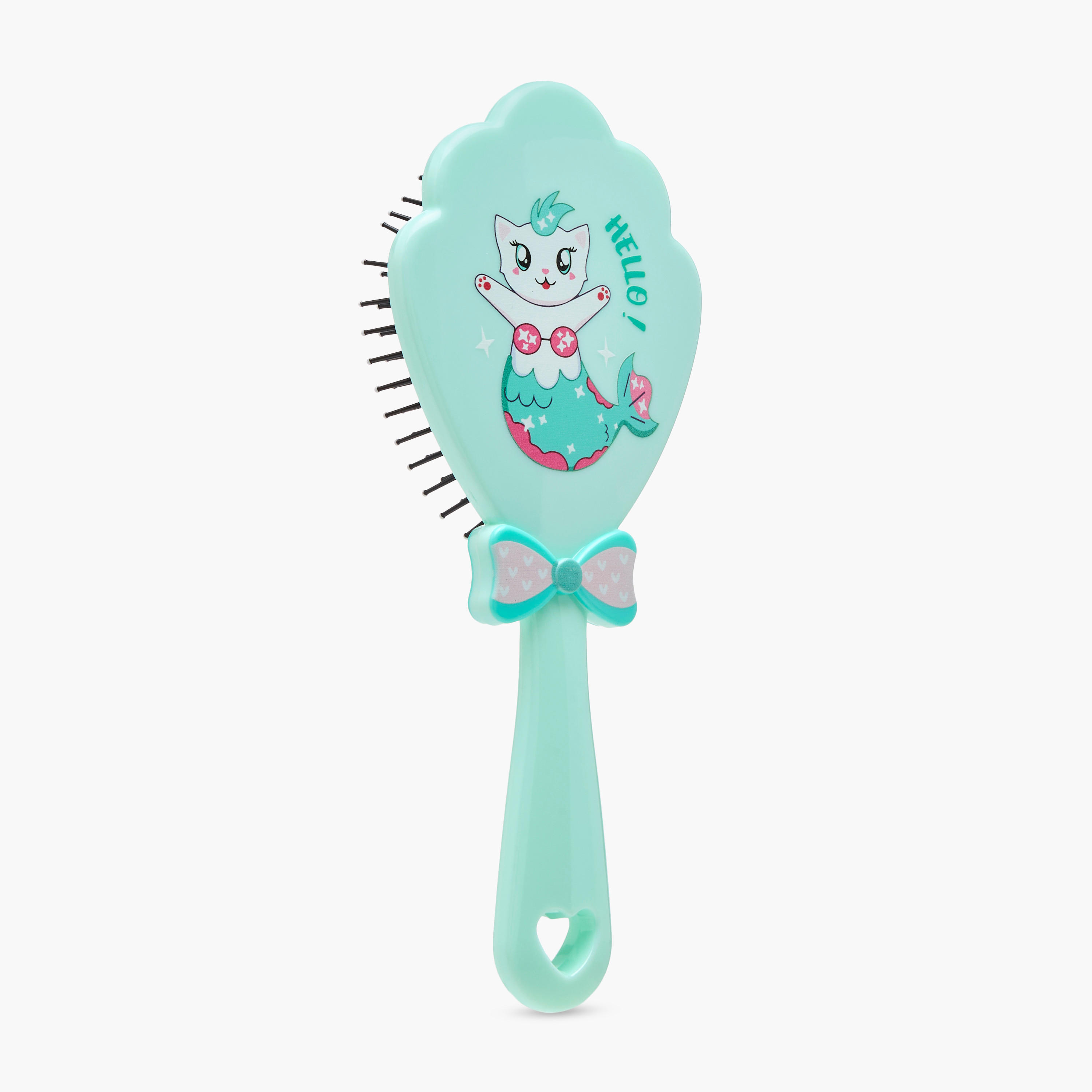 Mermaid Print Paddle Hair Brush with Bow Accent-women-hairaccessories-brushesandcombs-image-1