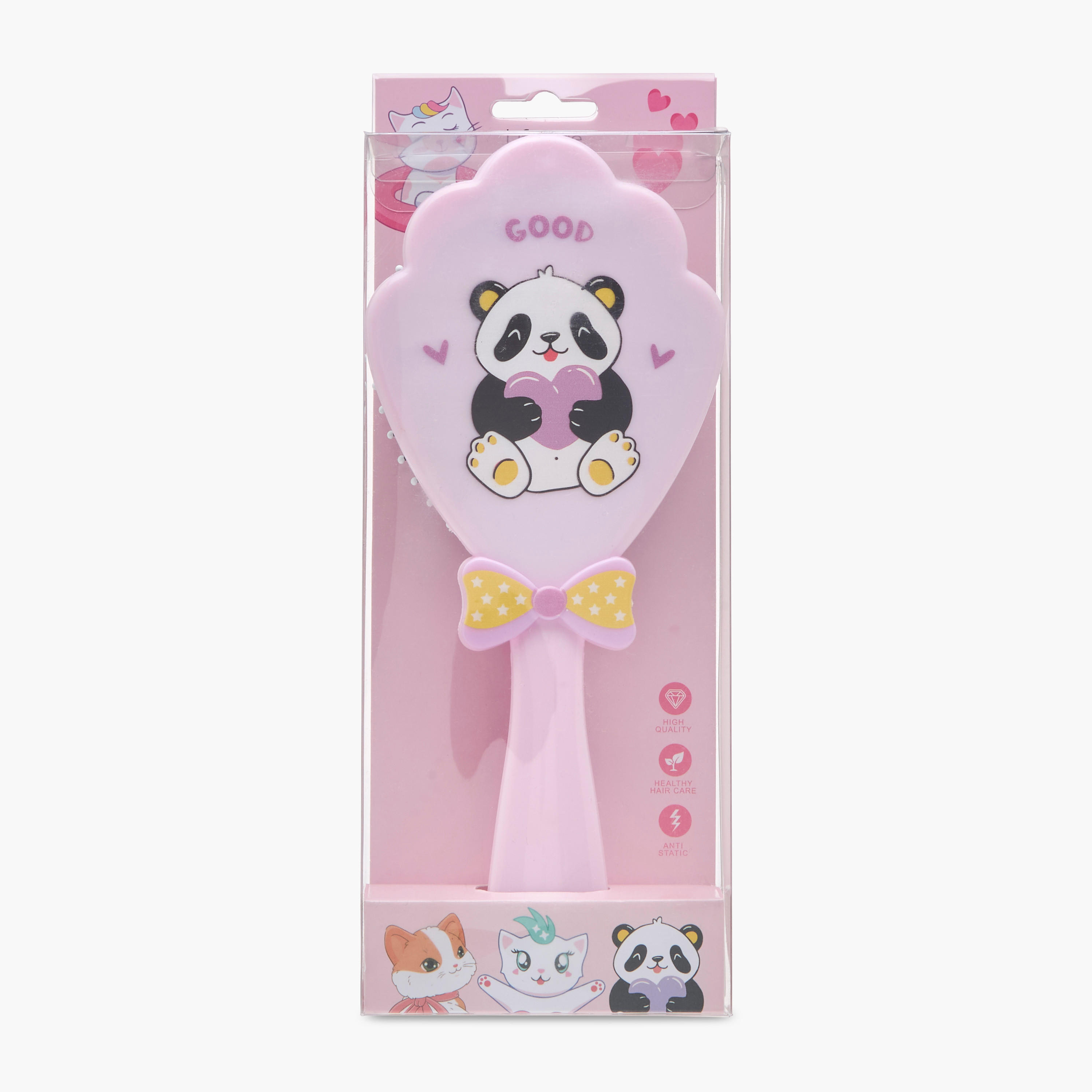 Panda Print Paddle Hair Brush with Bow Accent-women-hairaccessories-brushesandcombs-image-5
