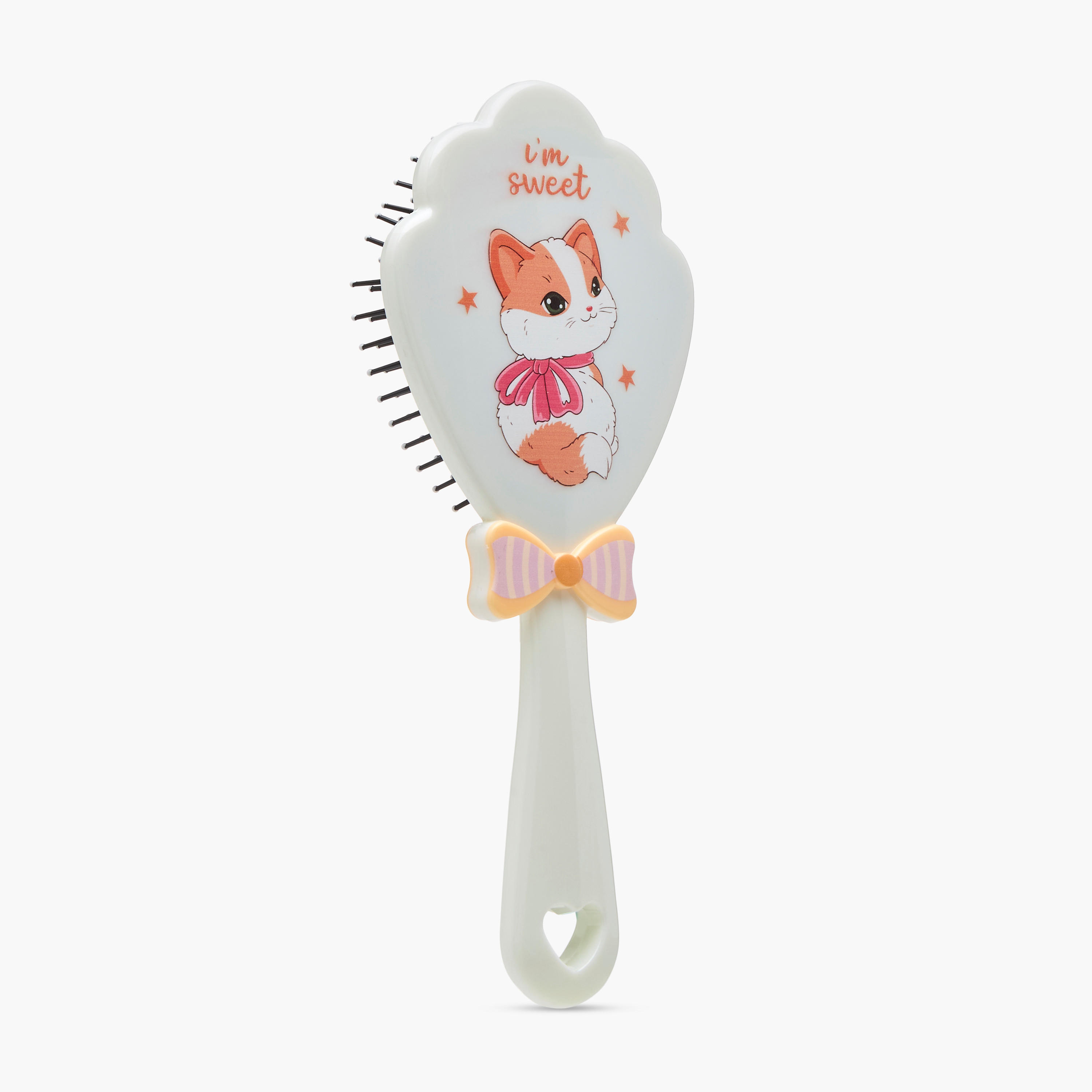 Cat Print Paddle Hairbrush with Bow Accent-women-hairaccessories-brushesandcombs-image-1