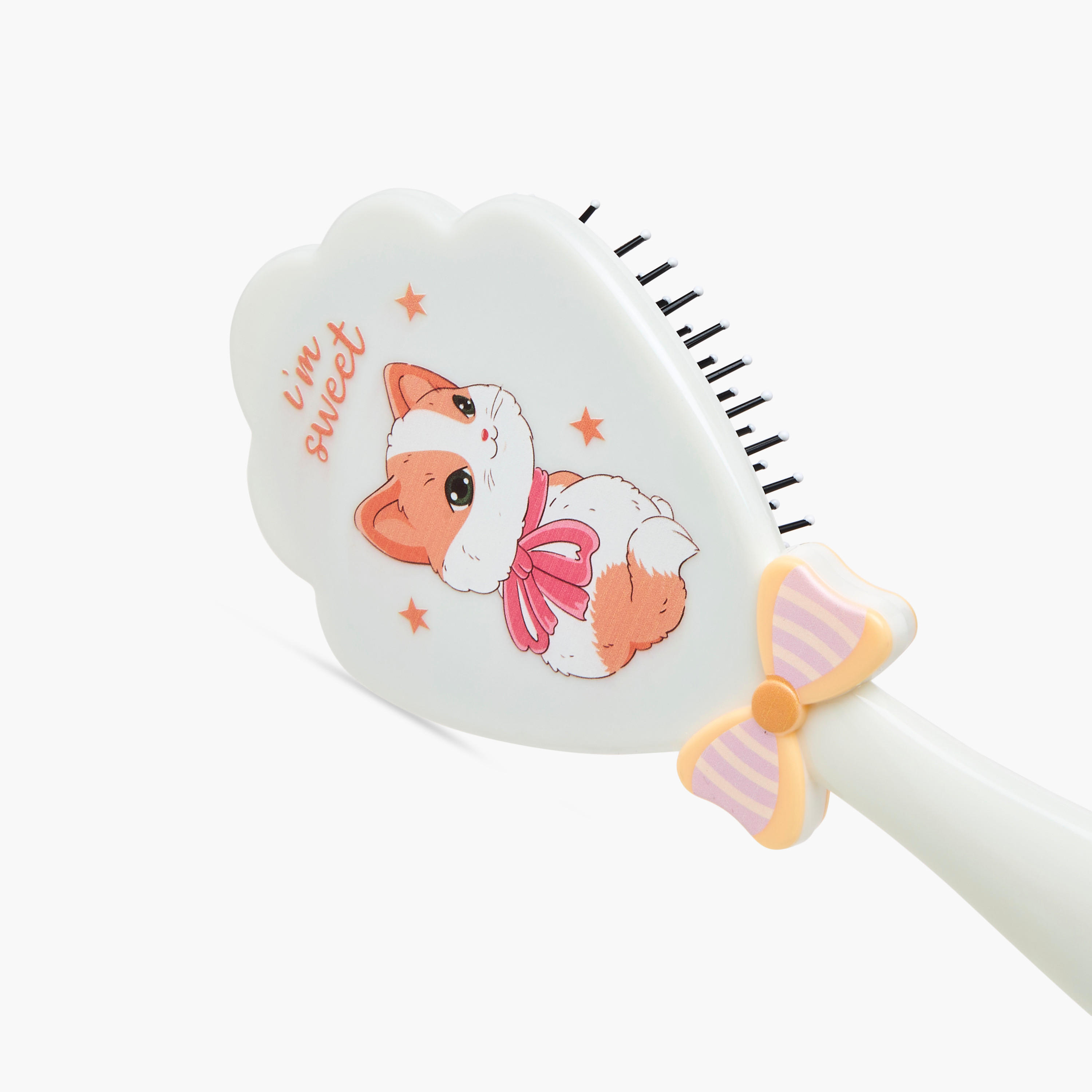 Cat Print Paddle Hairbrush with Bow Accent-women-hairaccessories-brushesandcombs-image-3