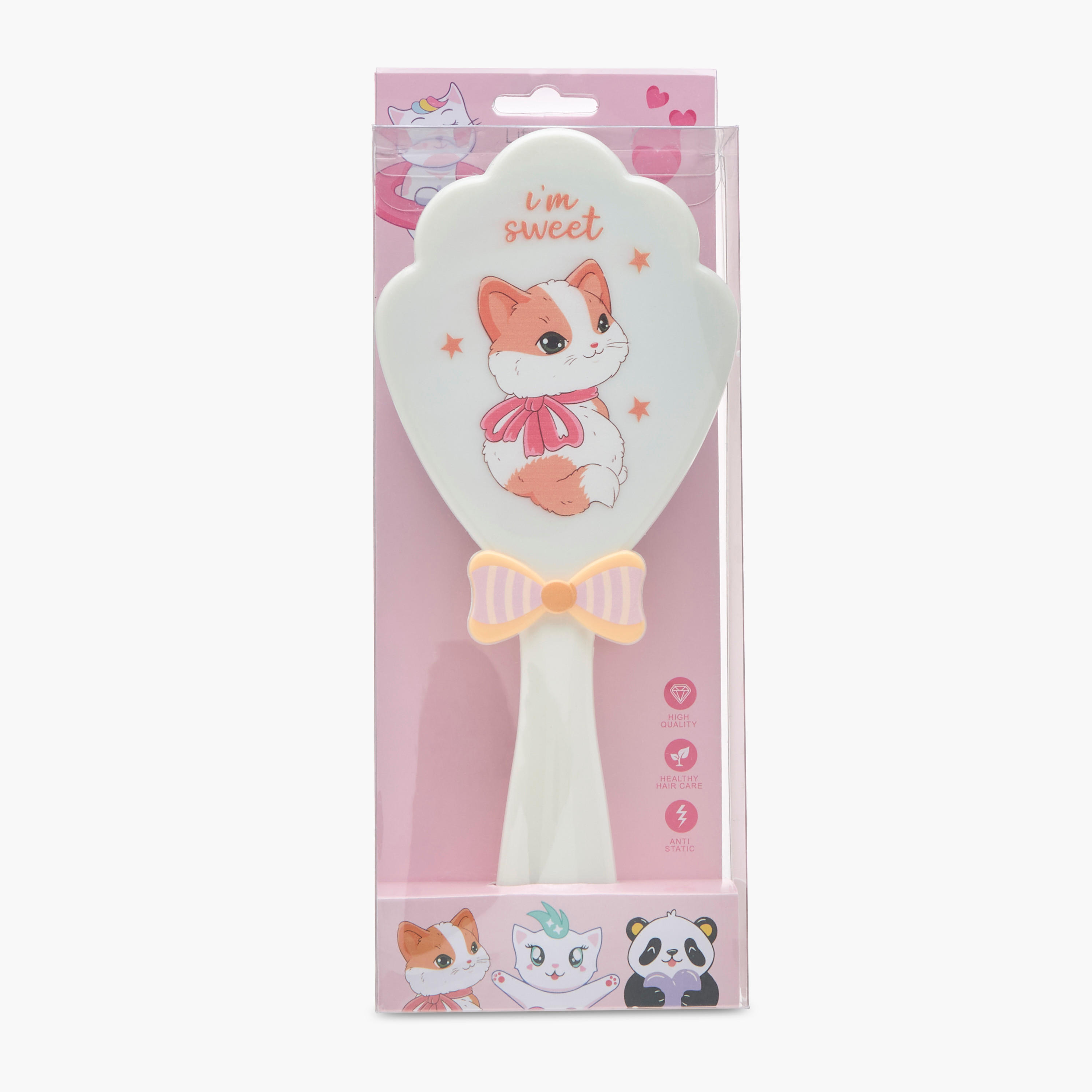 Cat Print Paddle Hairbrush with Bow Accent-women-hairaccessories-brushesandcombs-image-5