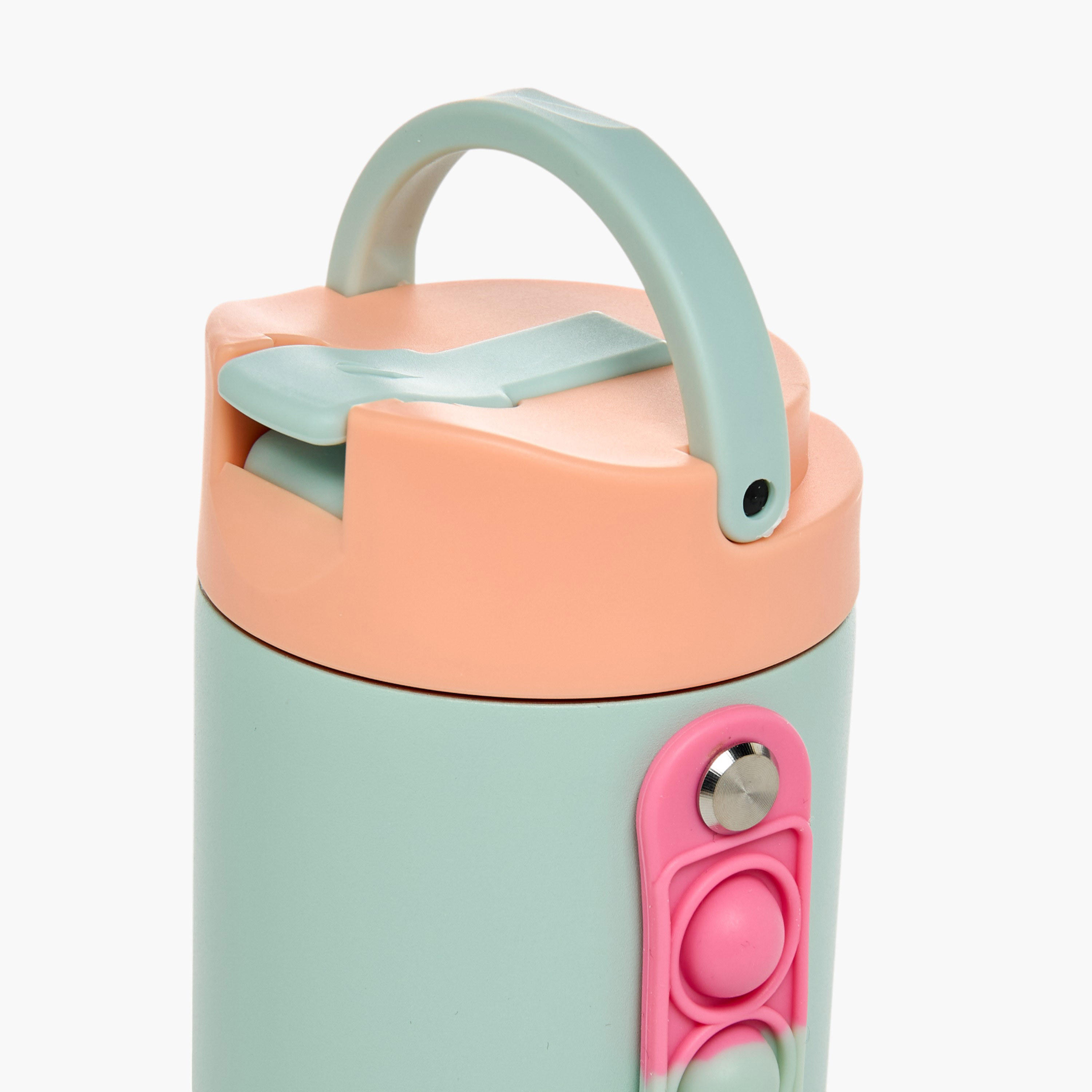 Colourblock Stainless Steel Insulated Water Bottle with Pop It Strap - 414 ml-school-waterbottles-image-6
