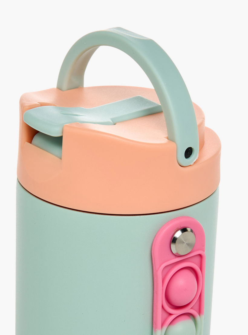 Colourblock Stainless Steel Insulated Water Bottle with Pop It Strap - 414 ml-school-waterbottles-image-6