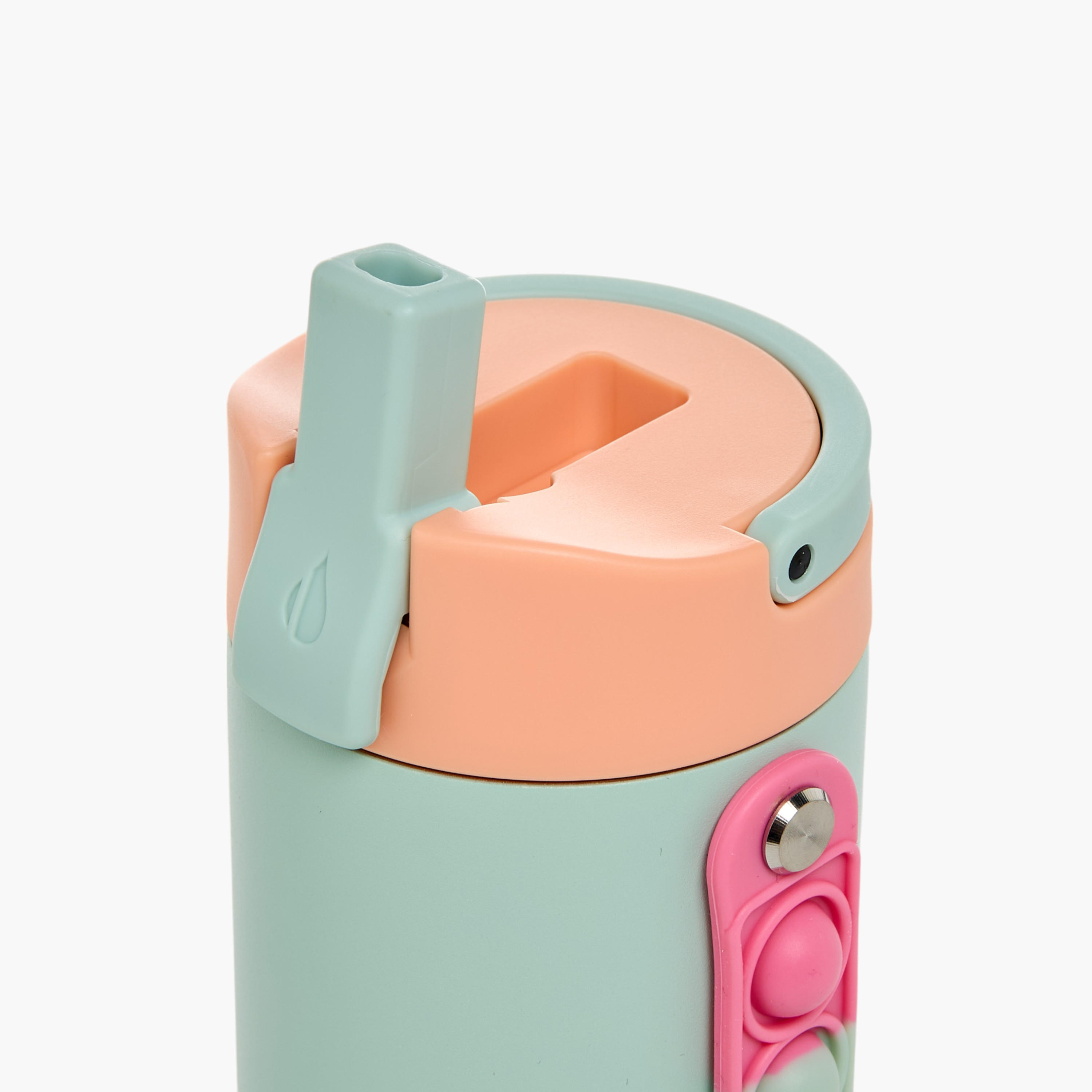Colourblock Stainless Steel Insulated Water Bottle with Pop It Strap - 414 ml-school-waterbottles-image-7