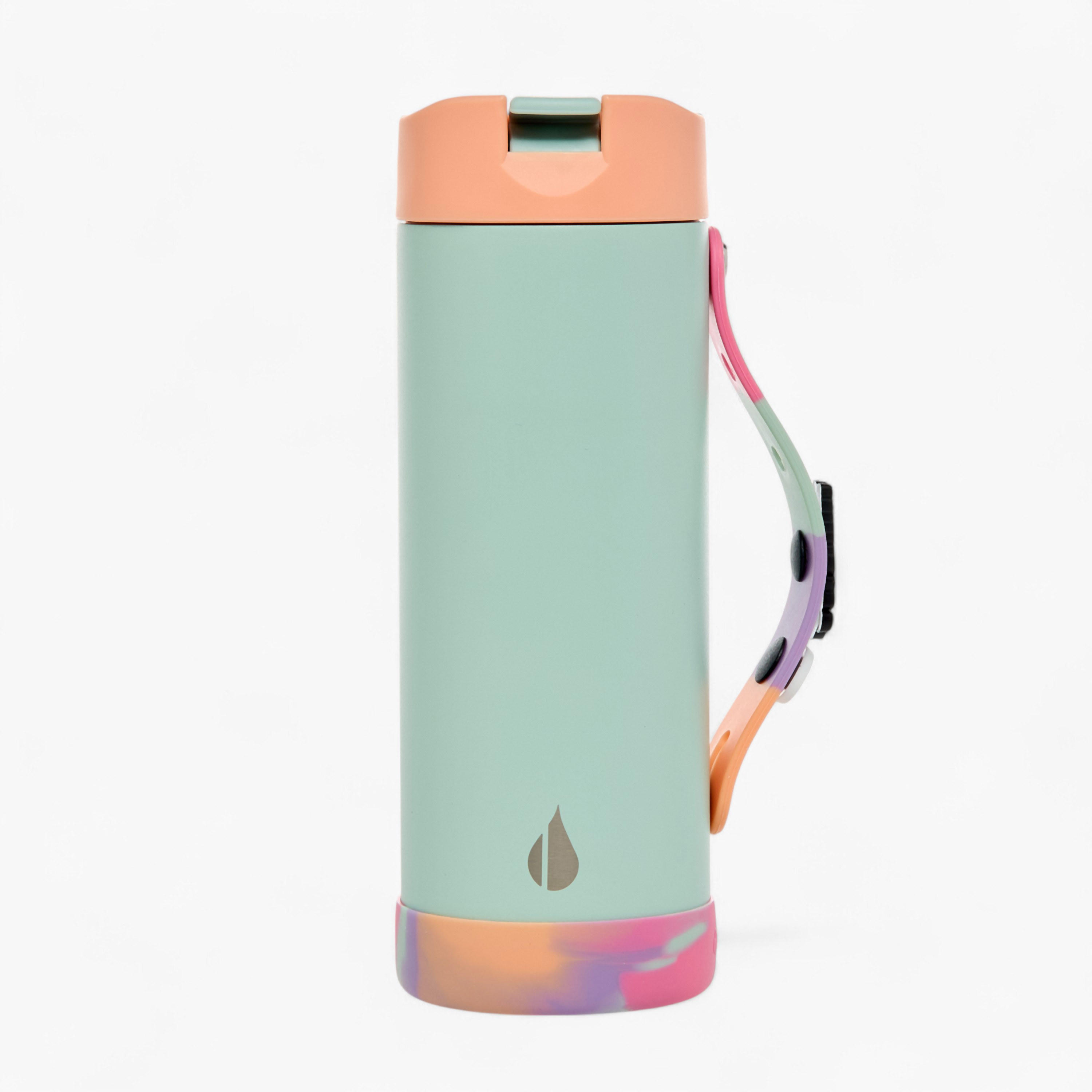 Colourblock Stainless Steel Insulated Water Bottle with Charm - 414 ml-school-waterbottles-image-1