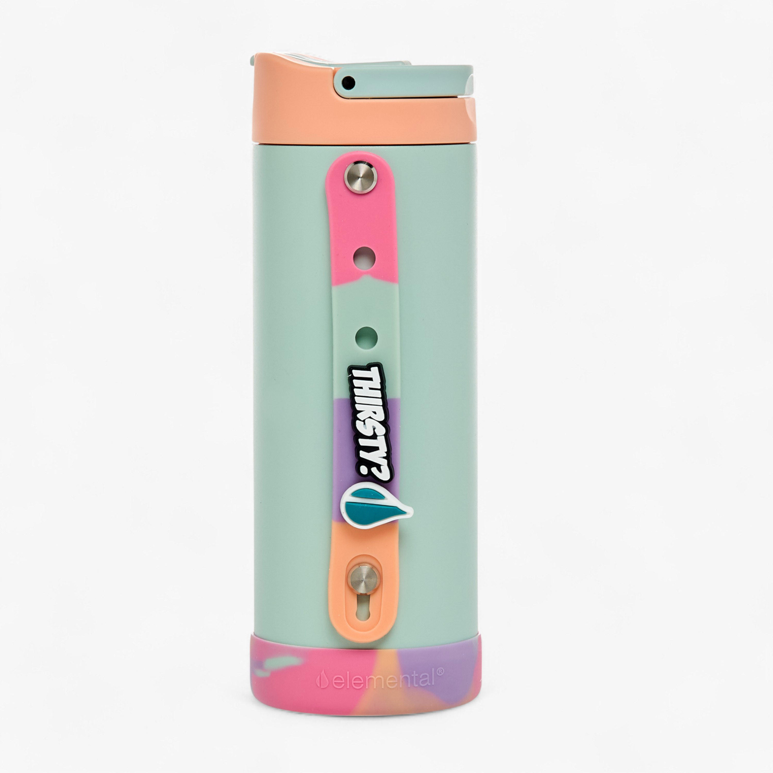 Colourblock Stainless Steel Insulated Water Bottle with Charm - 414 ml-school-waterbottles-image-3