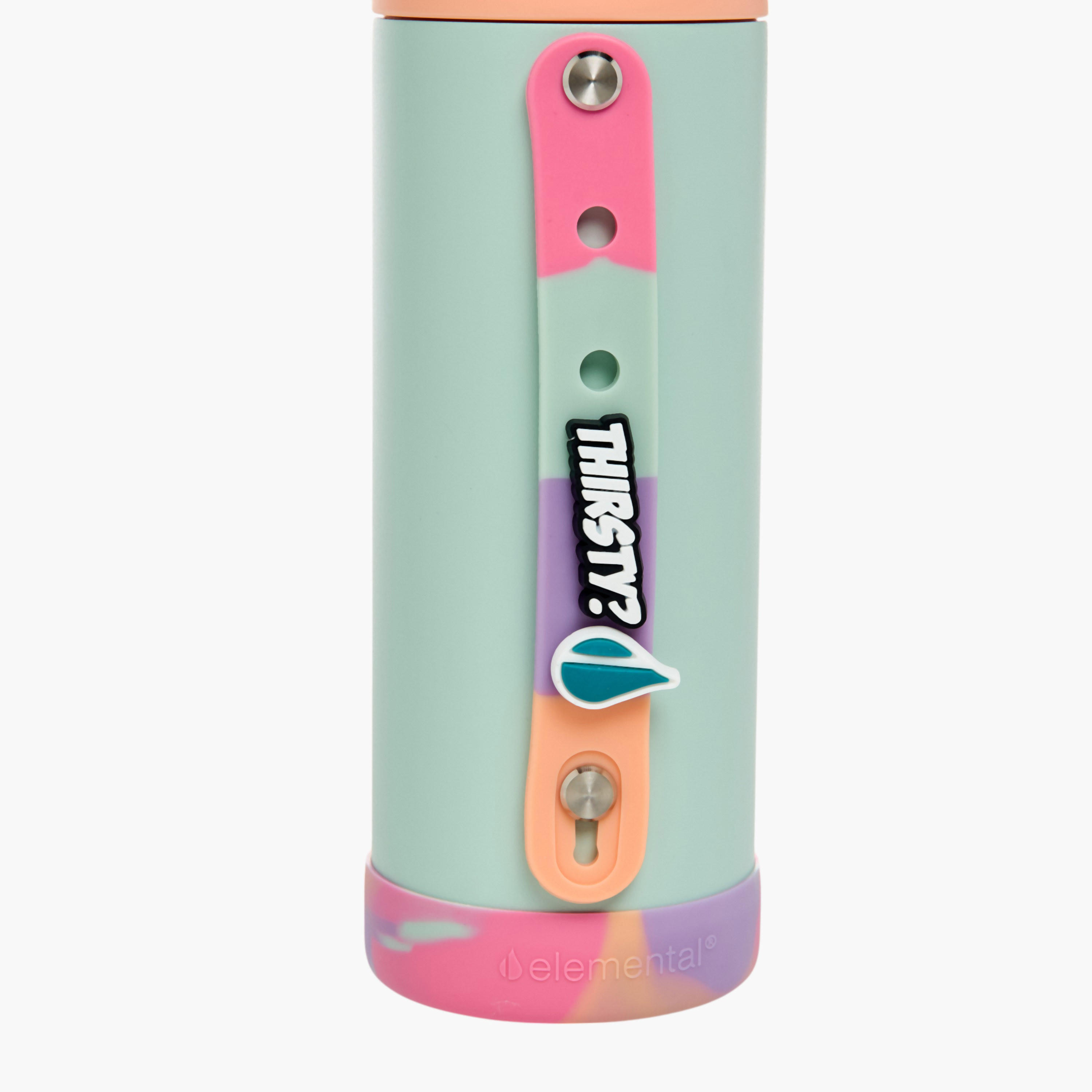 Colourblock Stainless Steel Insulated Water Bottle with Charm - 414 ml-school-waterbottles-image-4