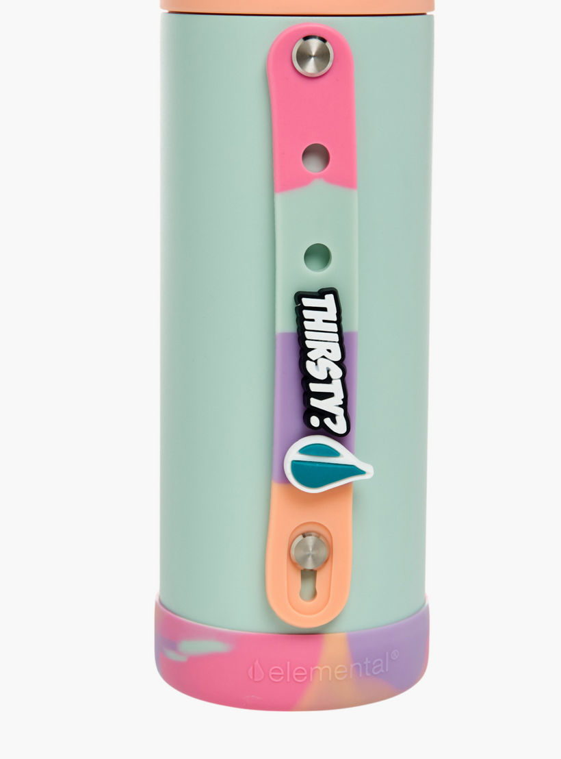 Colourblock Stainless Steel Insulated Water Bottle with Charm - 414 ml-school-waterbottles-image-4
