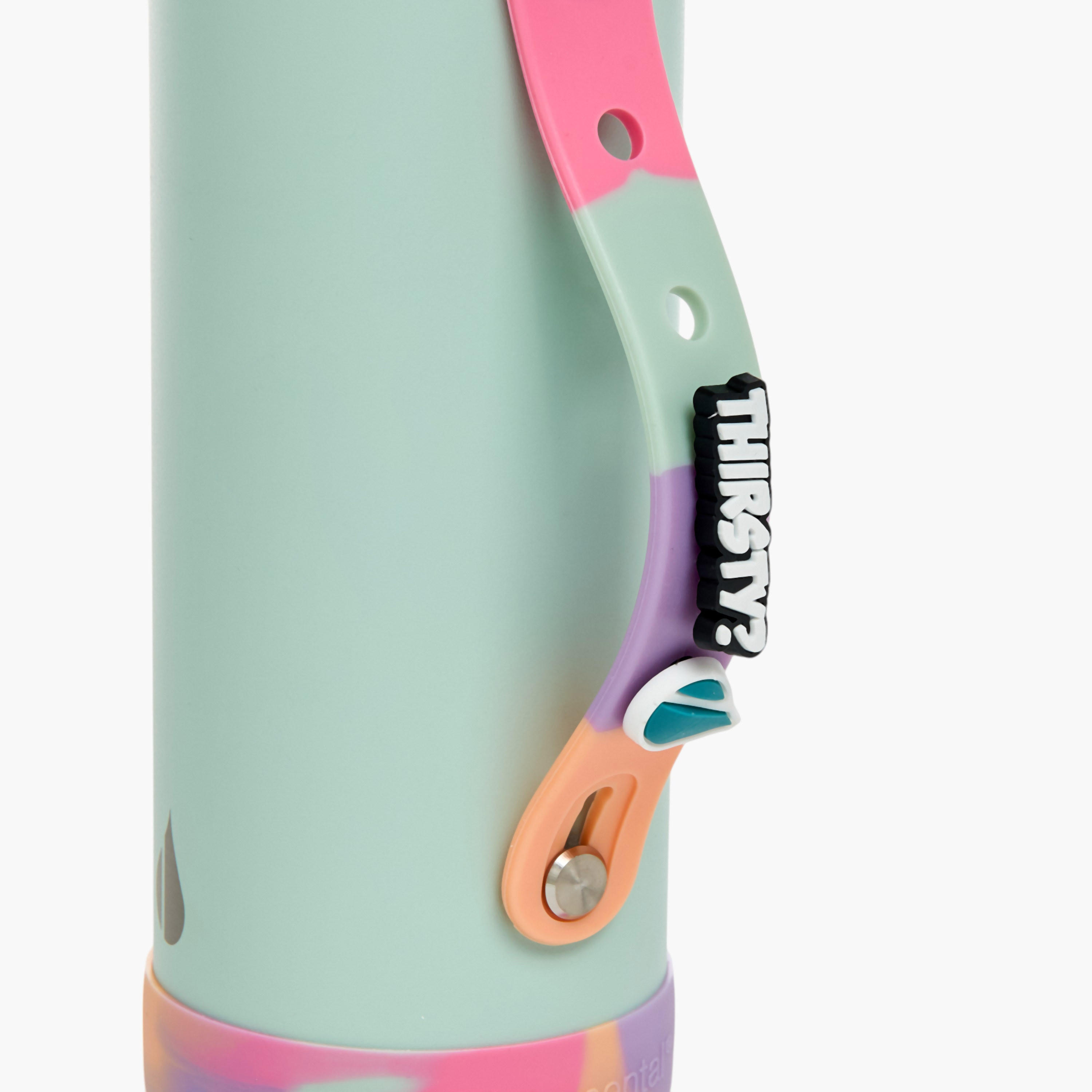 Colourblock Stainless Steel Insulated Water Bottle with Charm - 414 ml-school-waterbottles-image-5