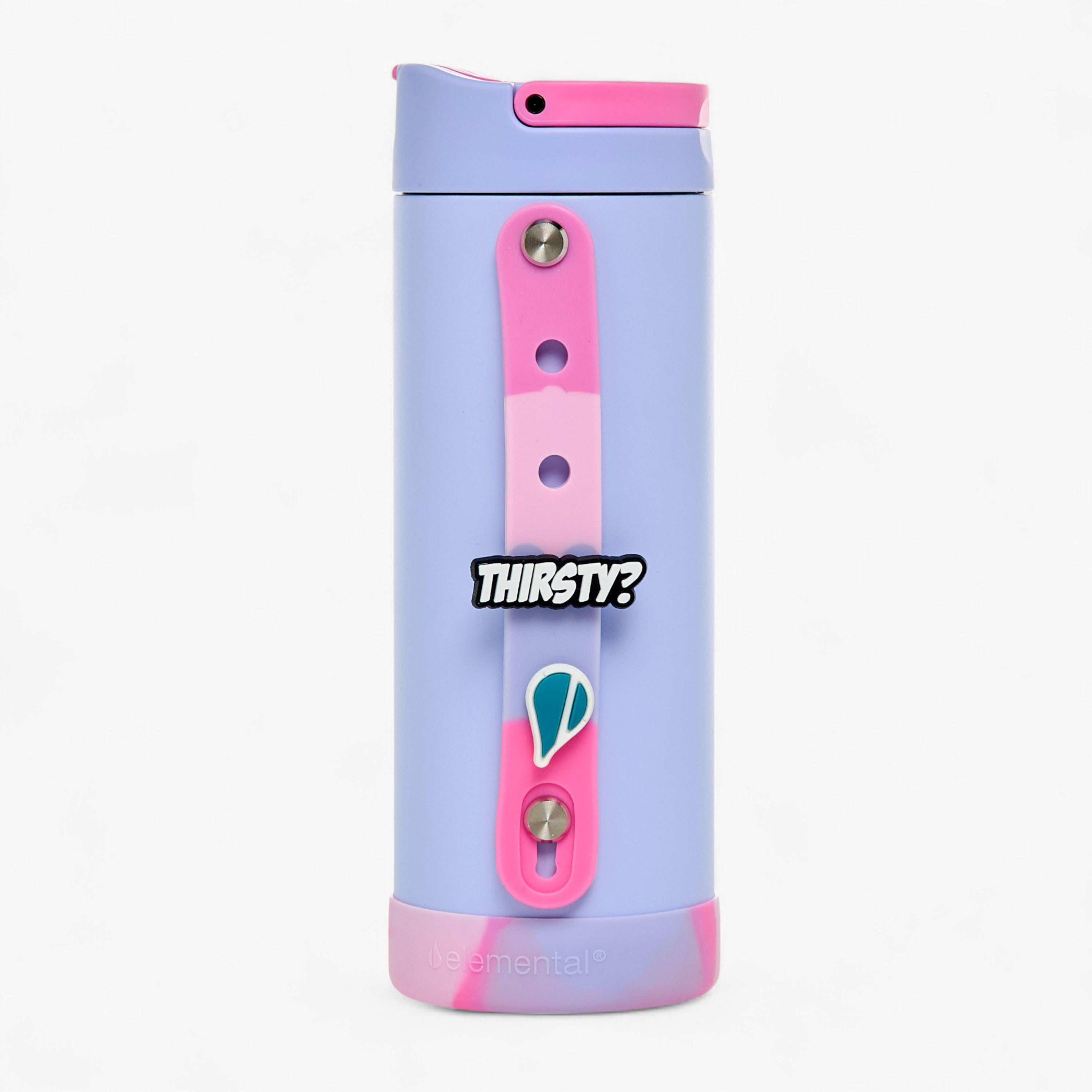 Solid Stainless Steel Insulated Water Bottle with Strap and Charm - 414 ml-school-waterbottles-image-1