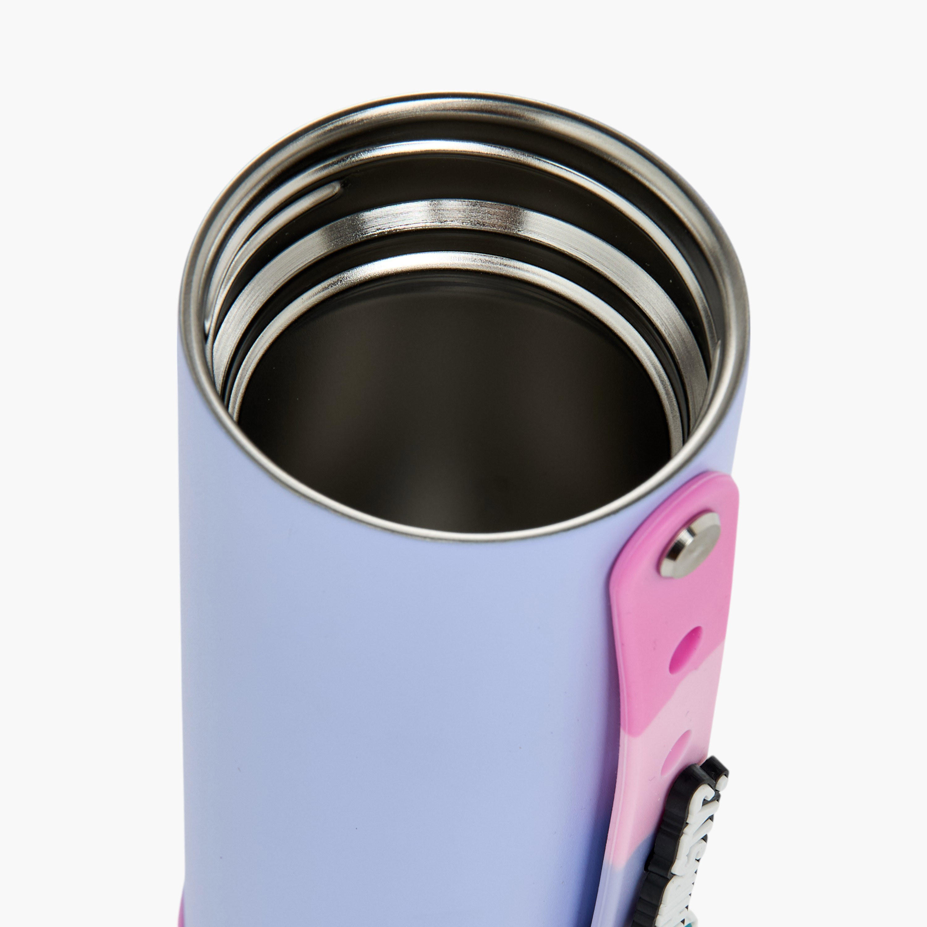 Solid Stainless Steel Insulated Water Bottle with Strap and Charm - 414 ml-school-waterbottles-image-8