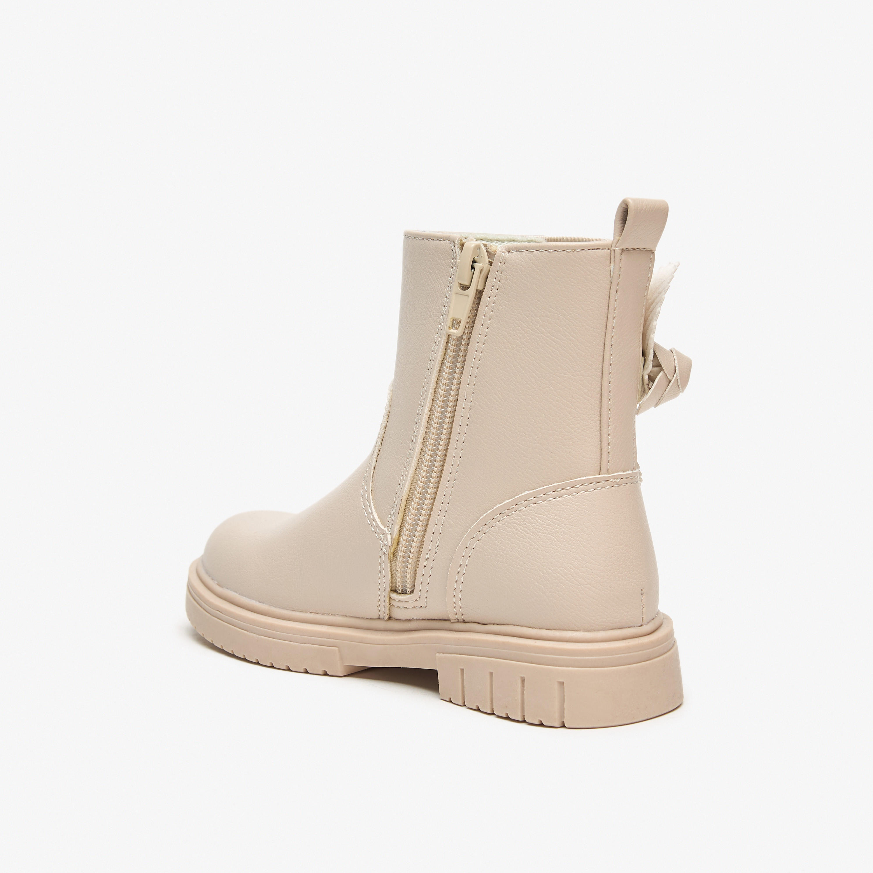 Juniors Flower Applique Ankle Boots with Zip Closure and Pull Tab-girls-shoes-boots-image-2