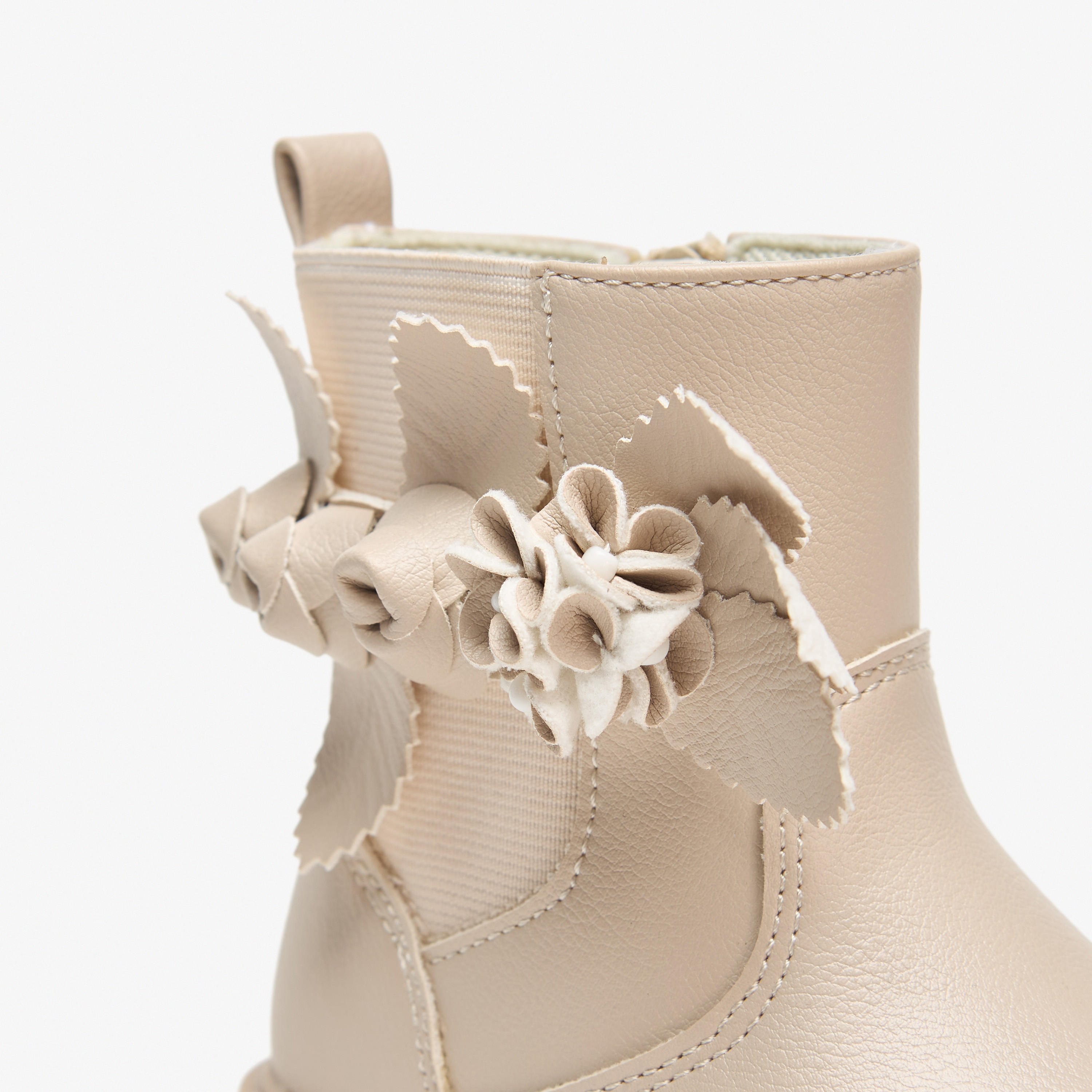 Juniors Flower Applique Ankle Boots with Zip Closure and Pull Tab-girls-shoes-boots-image-5