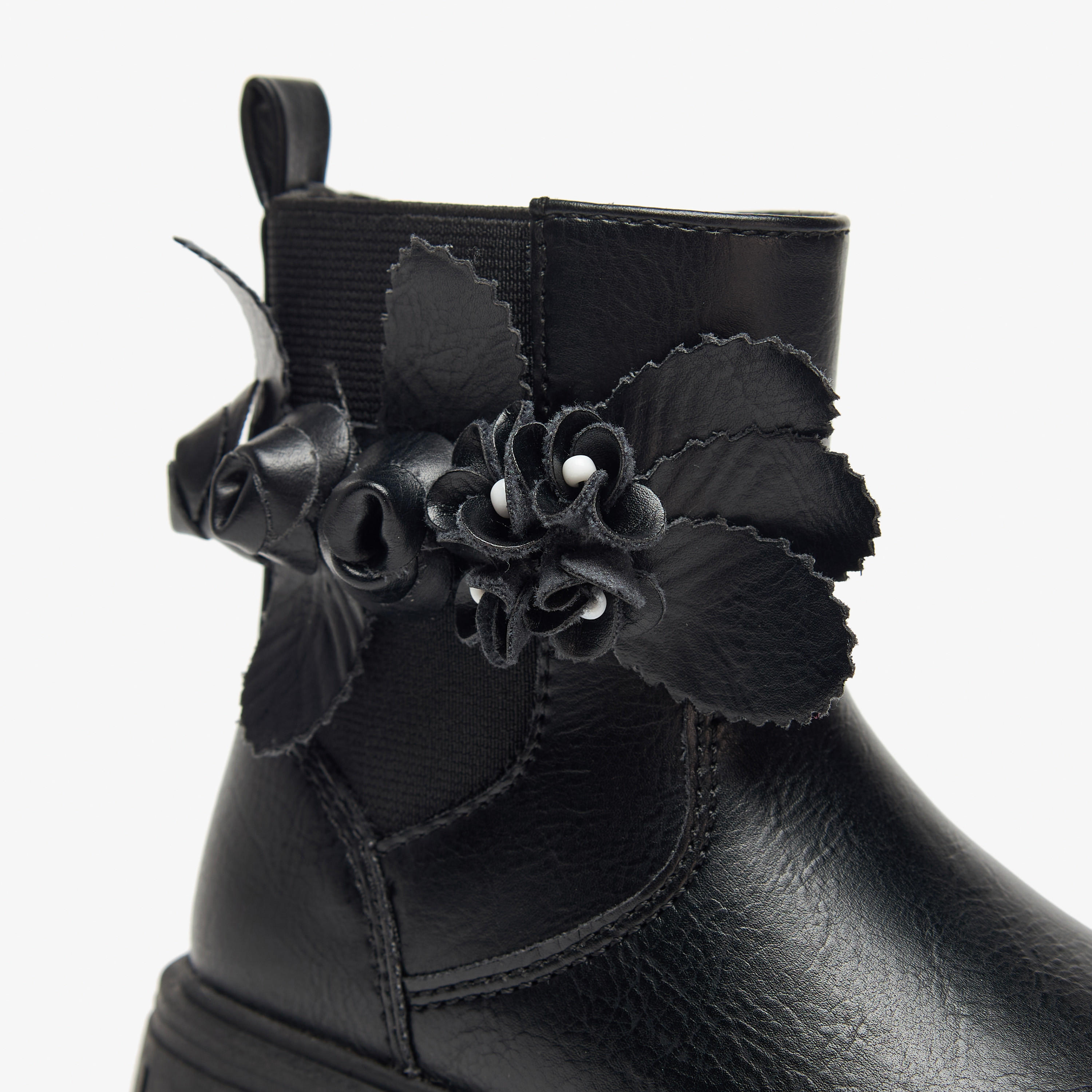 Juniors Flower Applique Ankle Boots with Zip Closure and Pull Tab-girls-shoes-boots-image-10