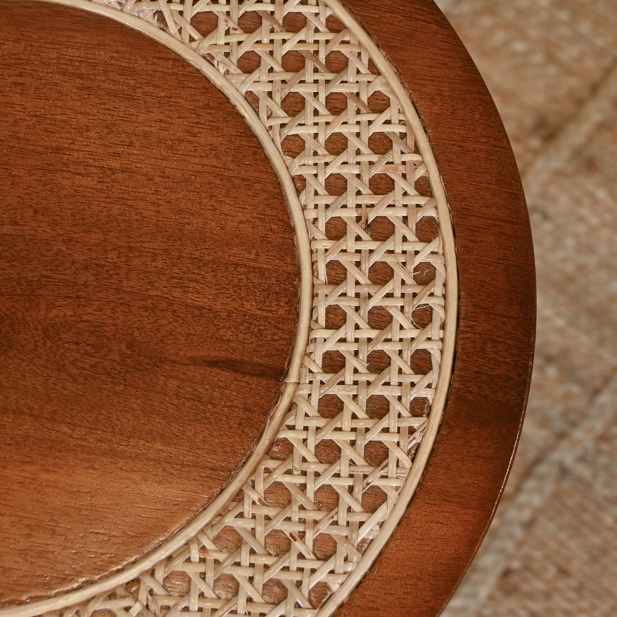 Home Carving Round Rattan Top Side Table - 35x55 cms-furniture-livingroom-sideandendtables-image-5