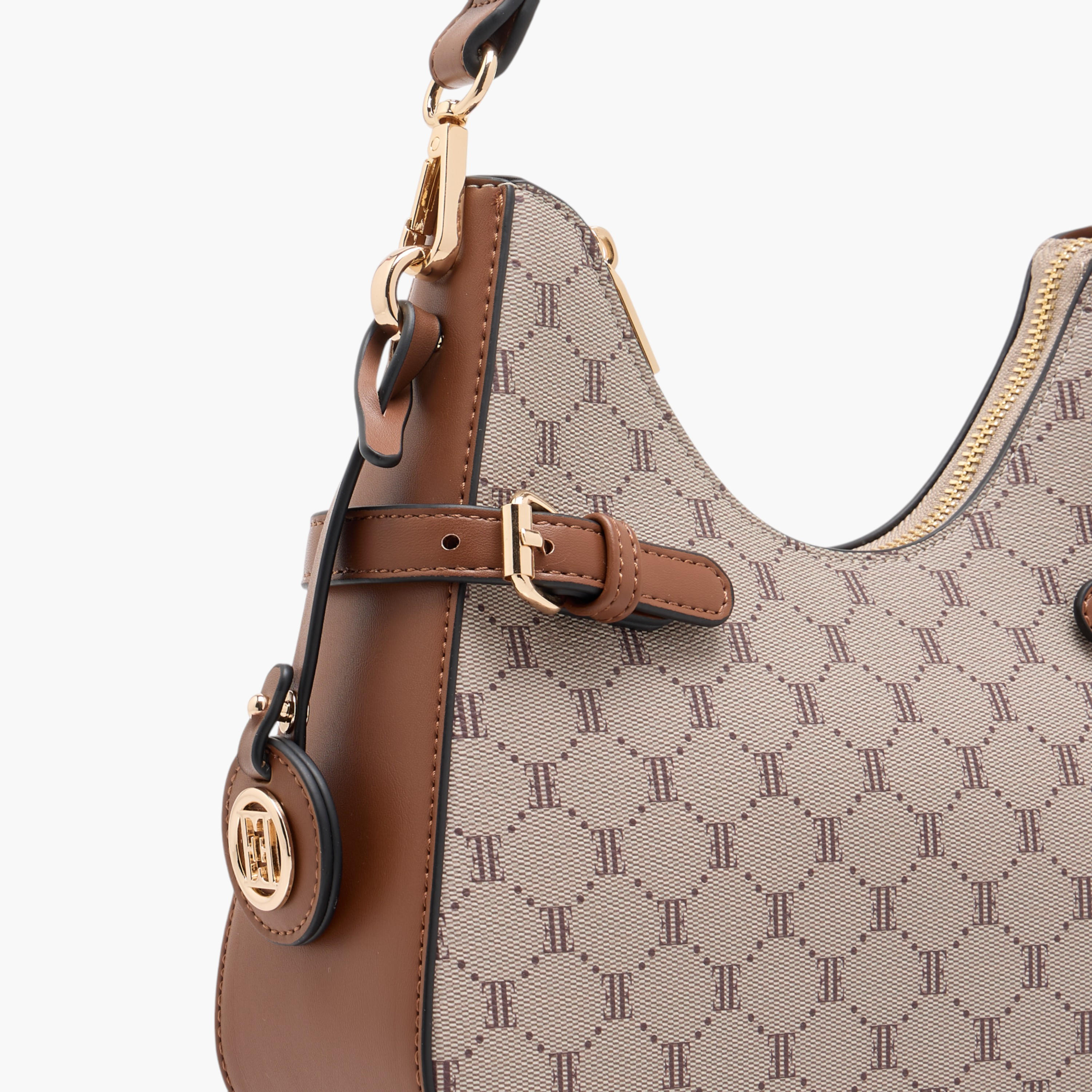 شنطة كتف بحزام قابل للفصل وسحاب إغلاق وطبعات مونوجرام من إيل-women-bagsandwallets-handbags-image-4