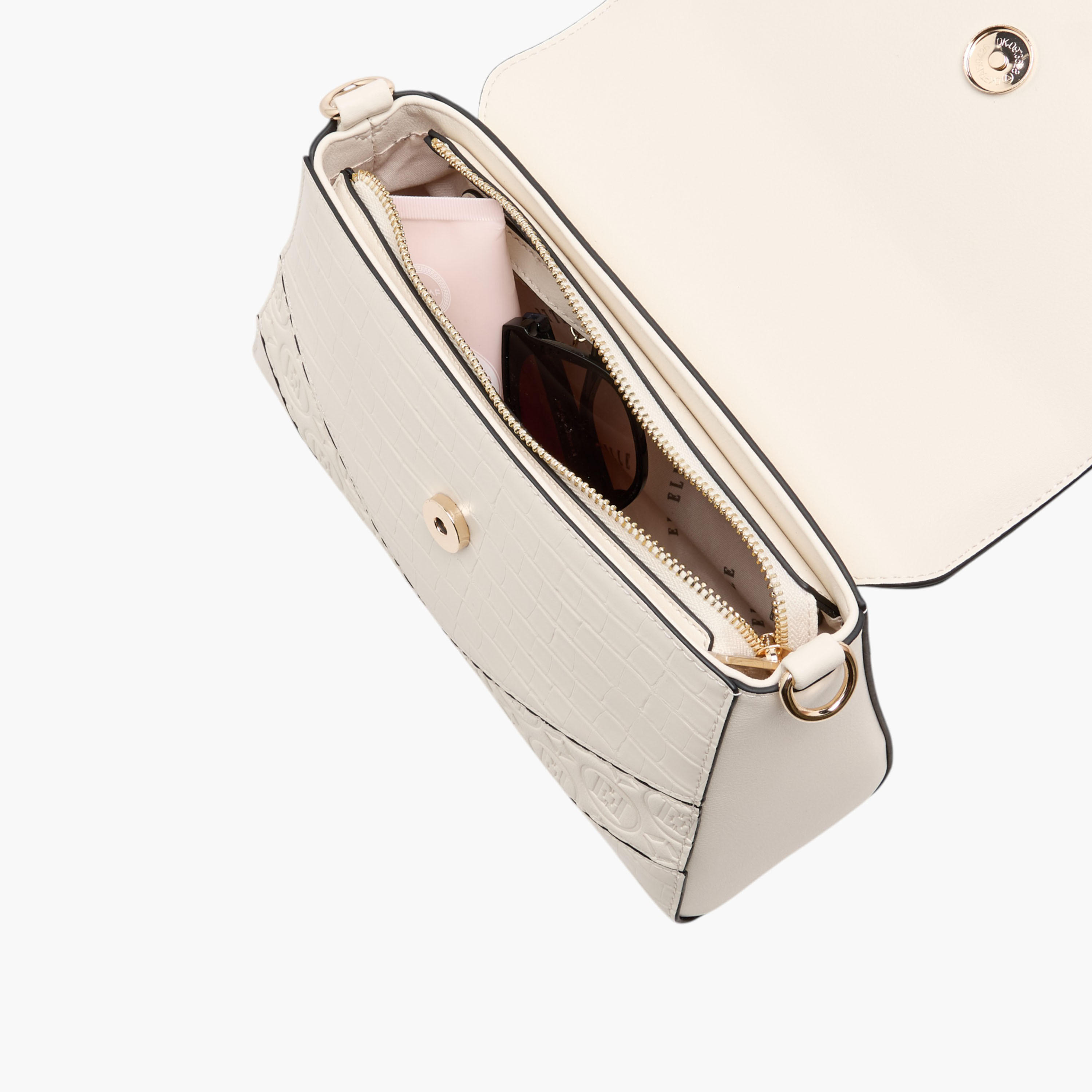 شنطة ساتشيل بحزام قابل للفصل وطية إغلاق ونقوش مونوجرام من إيل-women-bagsandwallets-handbags-image-7