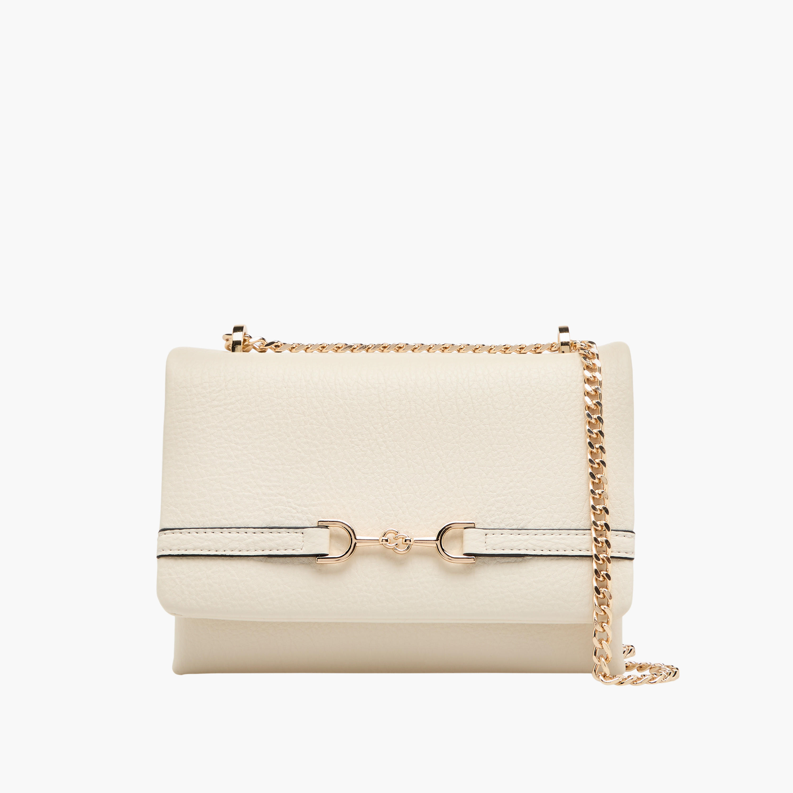 شنطة كروس بودي بزينة معدنية مع حزام سلسلة وطية إغلاق من سيليست-women-bagsandwallets-handbags-image-1