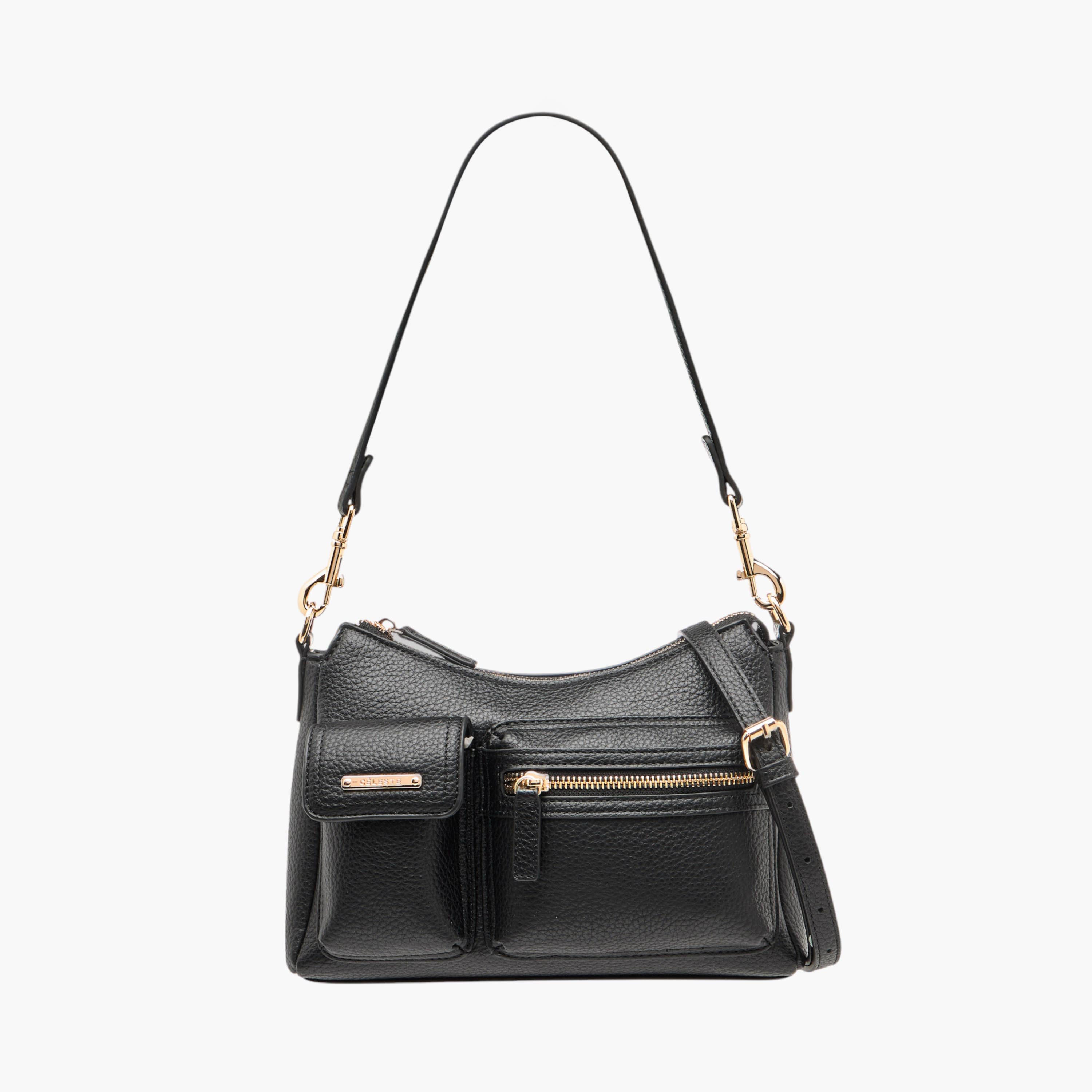 شنطة كتف بارزة الملمس بحزام قابل للفصل وسحاب إغلاق من سيليست-women-bagsandwallets-handbags-image-7