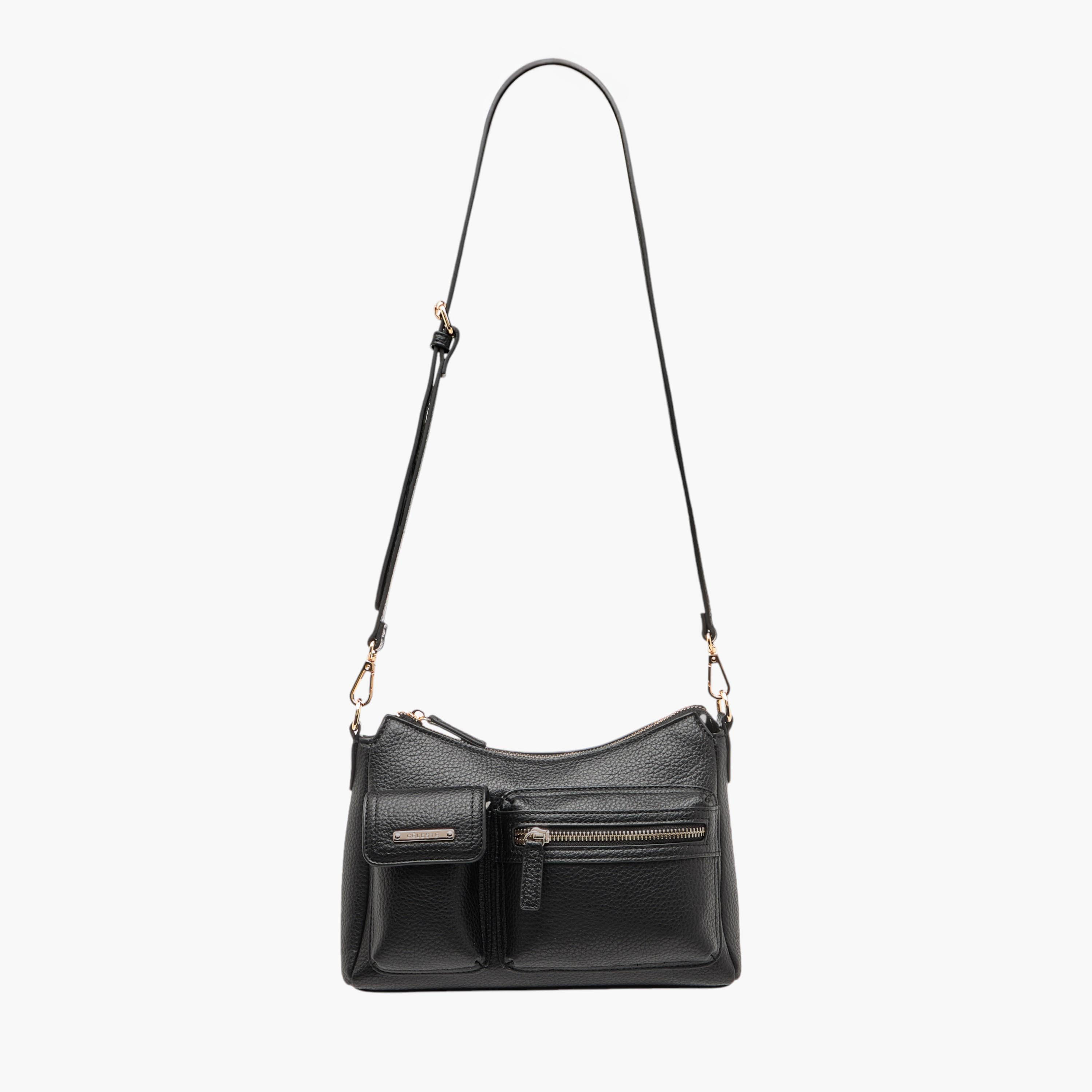 شنطة كتف بارزة الملمس بحزام قابل للفصل وسحاب إغلاق من سيليست-women-bagsandwallets-handbags-image-6
