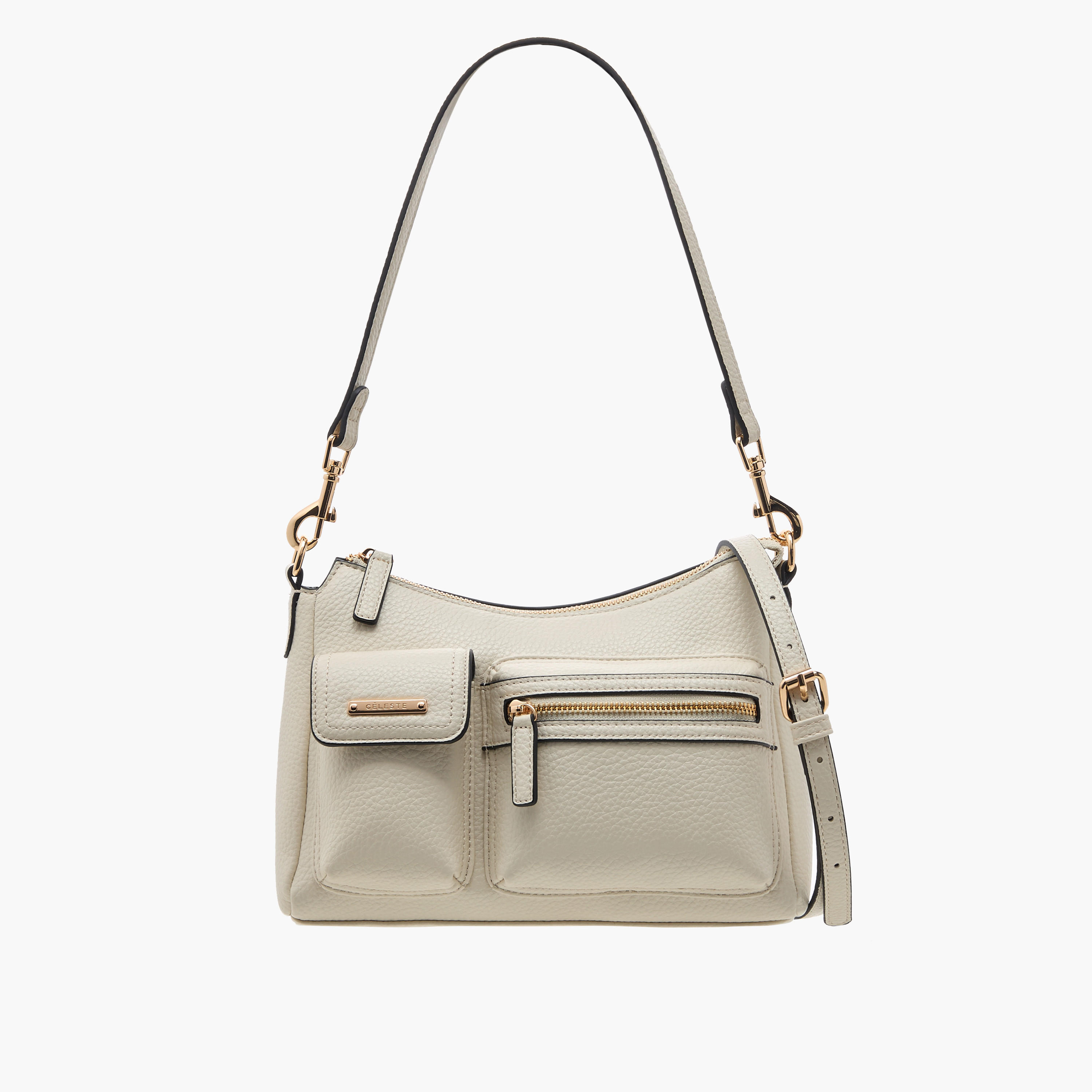 شنطة كتف بارزة الملمس بحزام قابل للفصل وسحاب إغلاق من سيليست-women-bagsandwallets-handbags-image-1