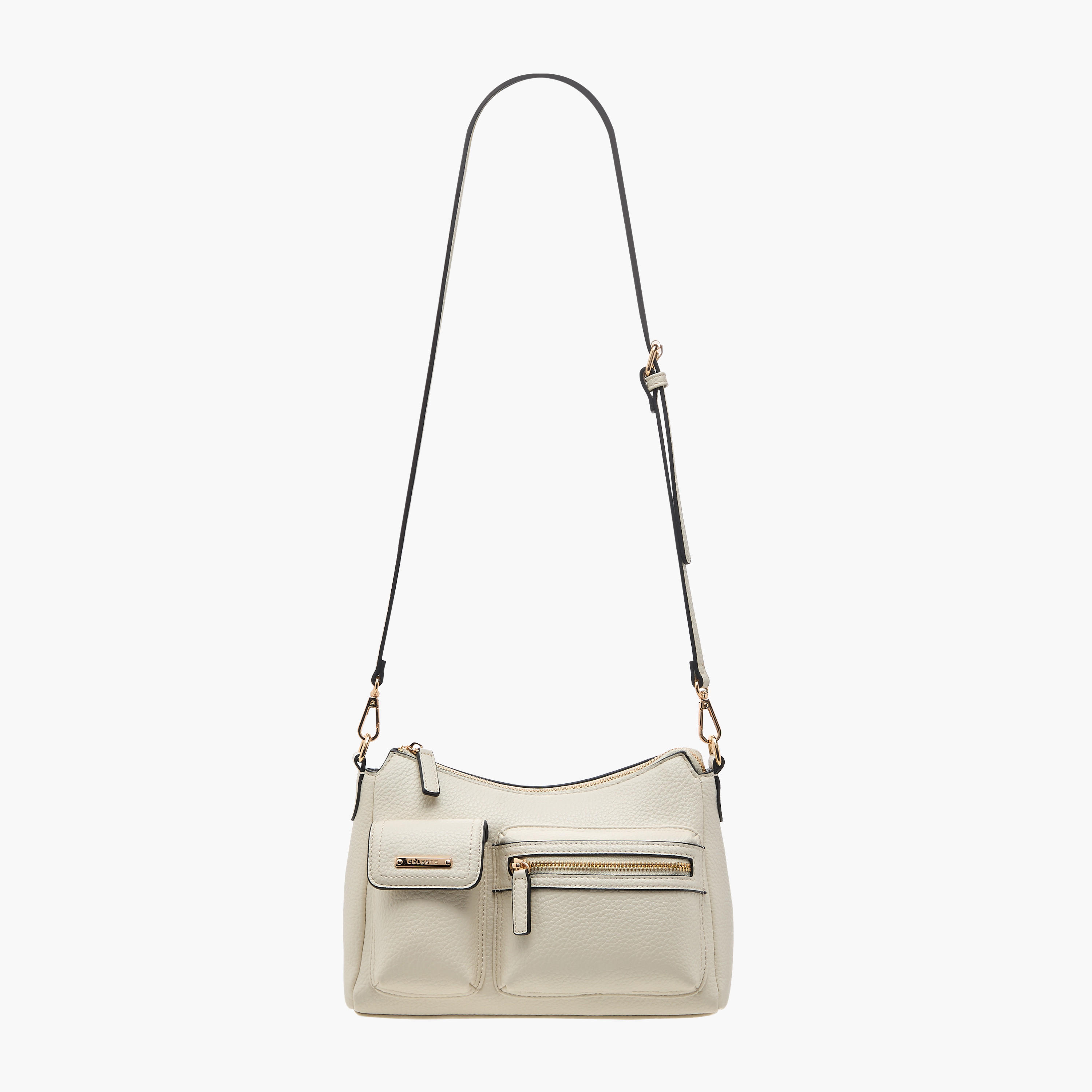 شنطة كتف بارزة الملمس بحزام قابل للفصل وسحاب إغلاق من سيليست-women-bagsandwallets-handbags-image-2
