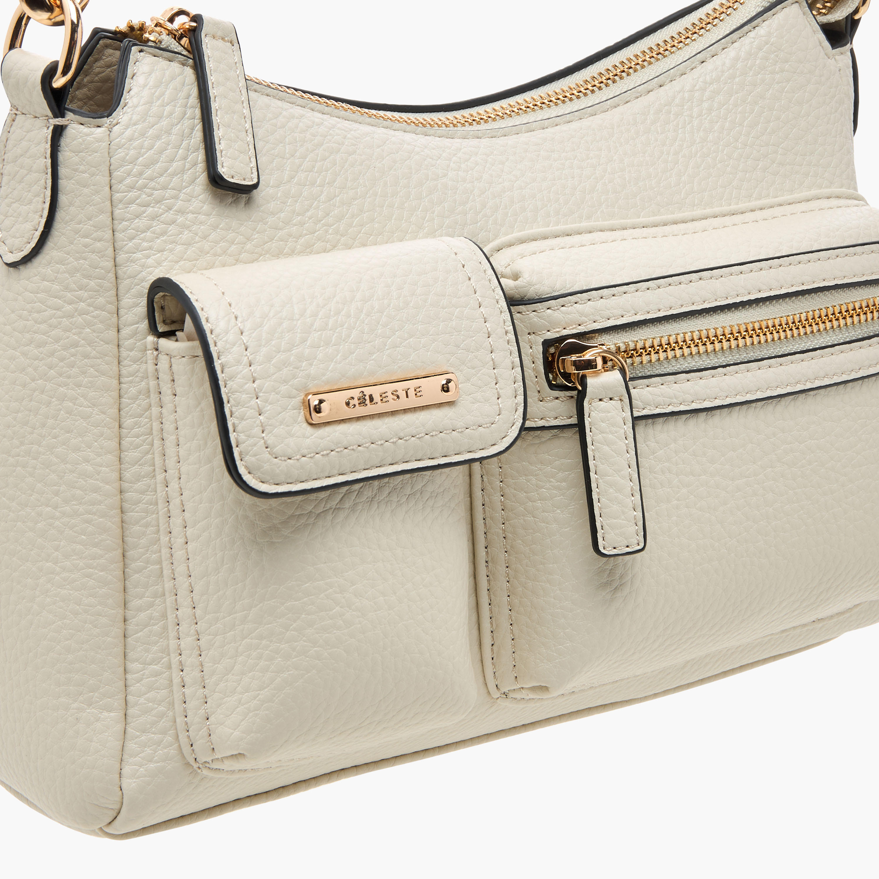 شنطة كتف بارزة الملمس بحزام قابل للفصل وسحاب إغلاق من سيليست-women-bagsandwallets-handbags-image-4