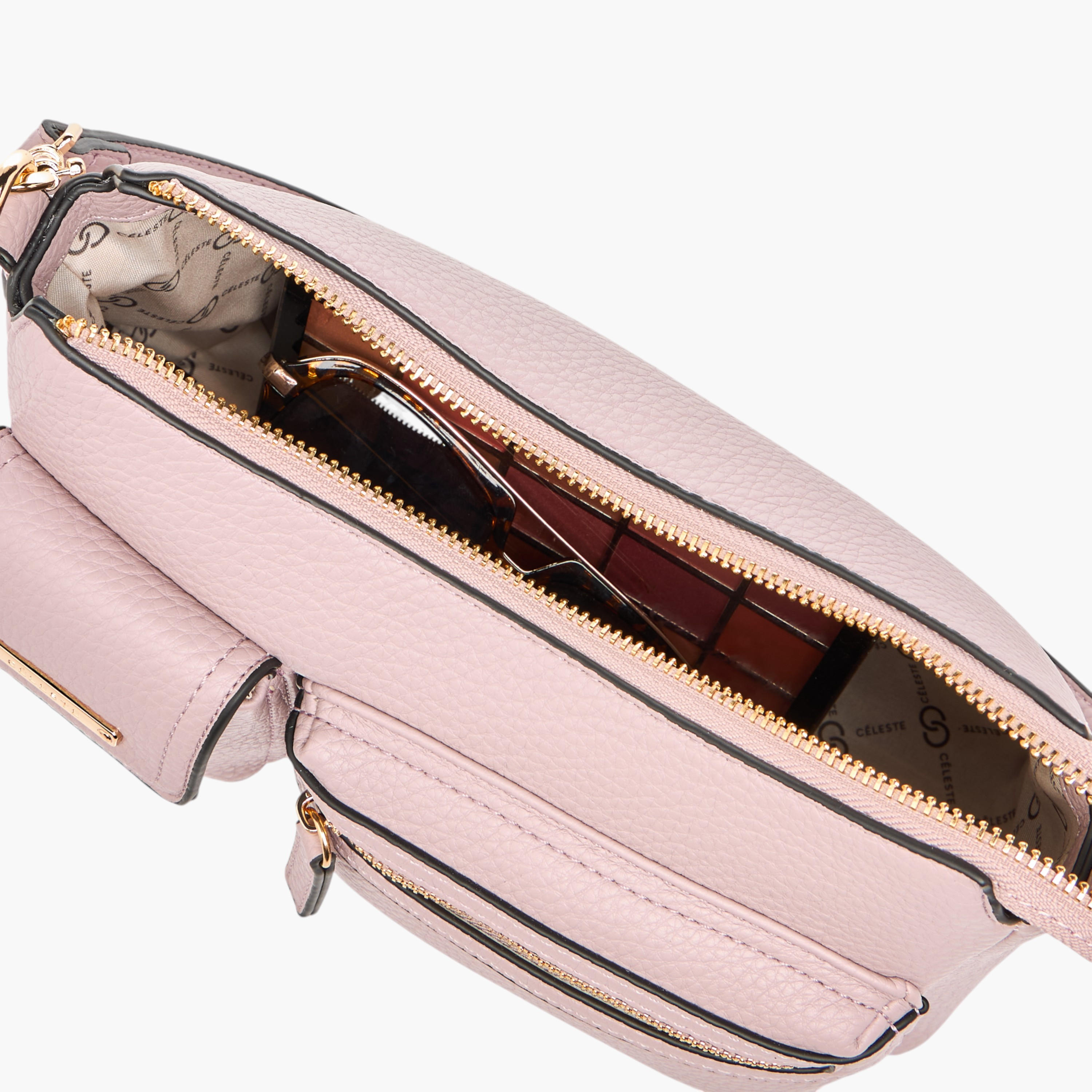 Celeste Textured Shoulder Bag with Detachable Strap and Zip Closure-women-bagsandwallets-handbags-image-7