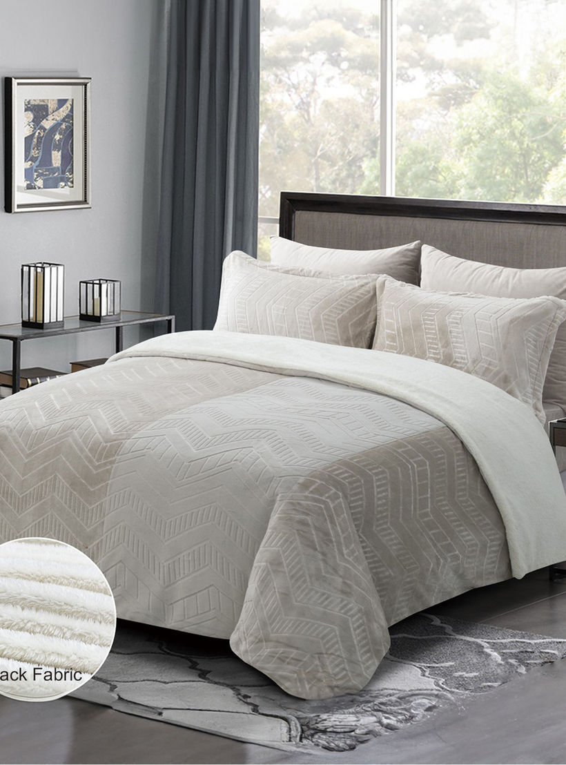 Unique Home Munich 4-Piece Textured Winter Twin Comforter Set - 170x240 cms-household-bedding-comfortersandbedspreads-comforters-image-1