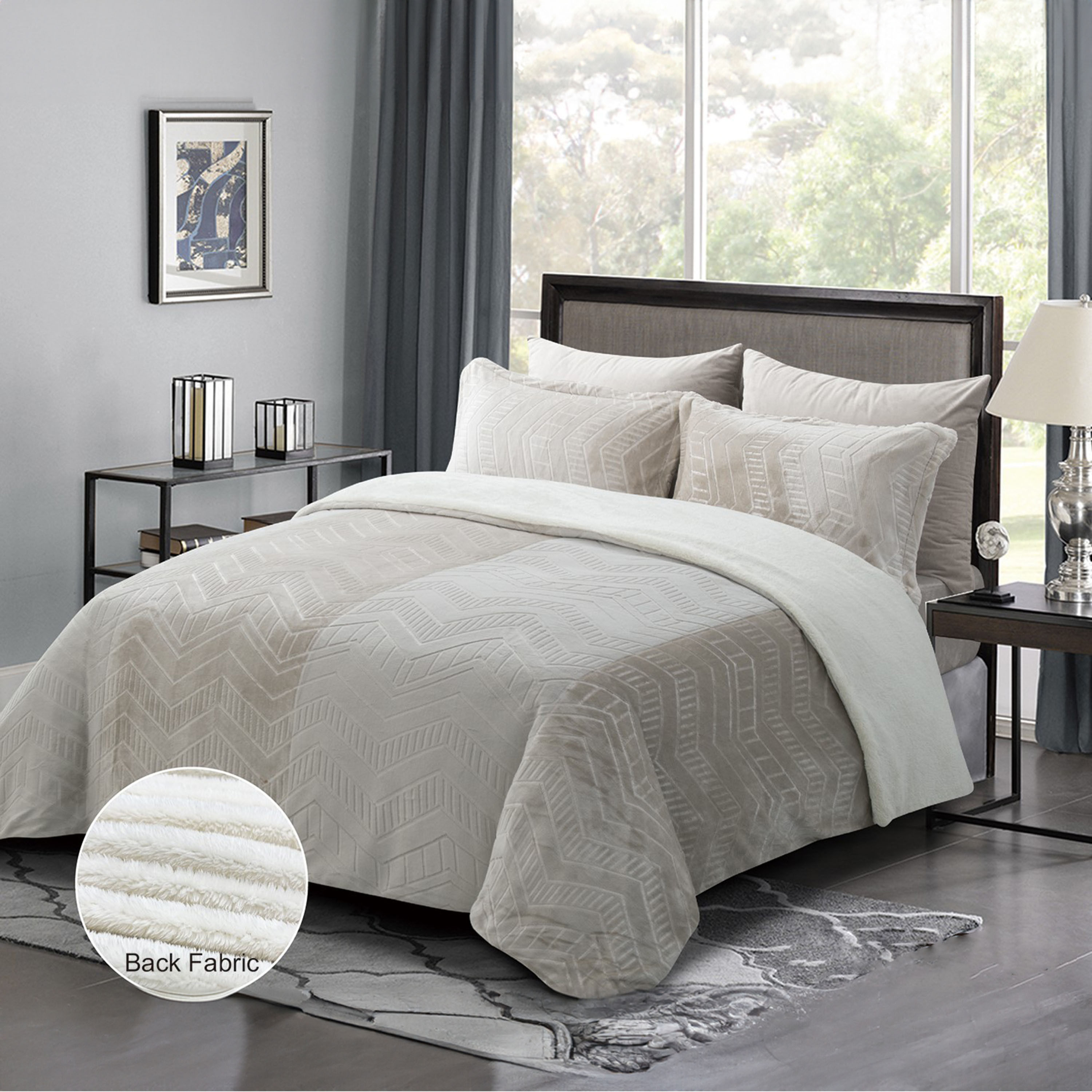 طقم لحاف توين شتوي بارز الملمس 4 قطع ميونخ من يونيك هوم - 260x240 سم-household-bedding-comfortersandbedspreads-comforters-image-1