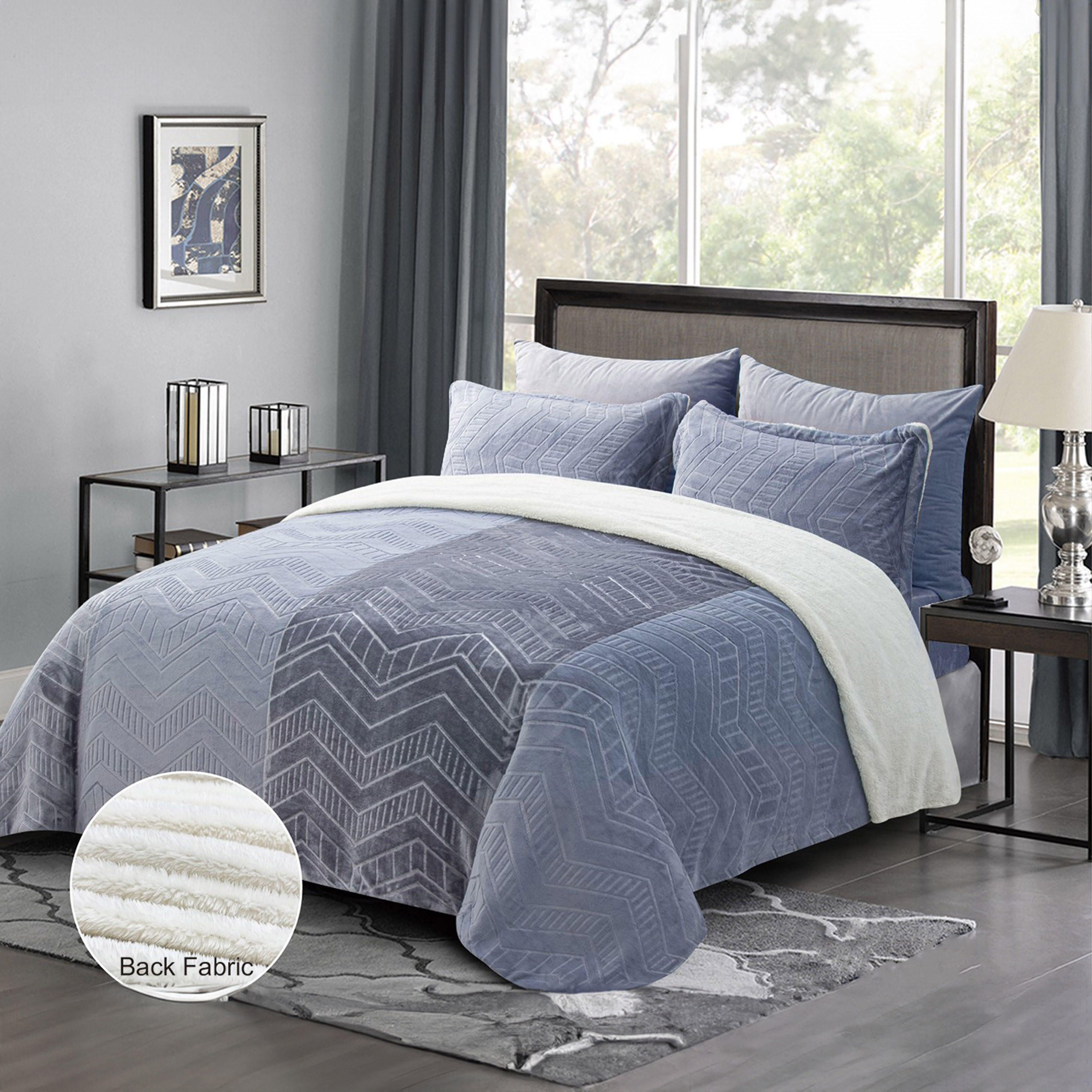 طقم لحاف توين شتوي بارز الملمس 4 قطع ميونخ من يونيك هوم - 170x240 سم-household-bedding-comfortersandbedspreads-comforters-image-1