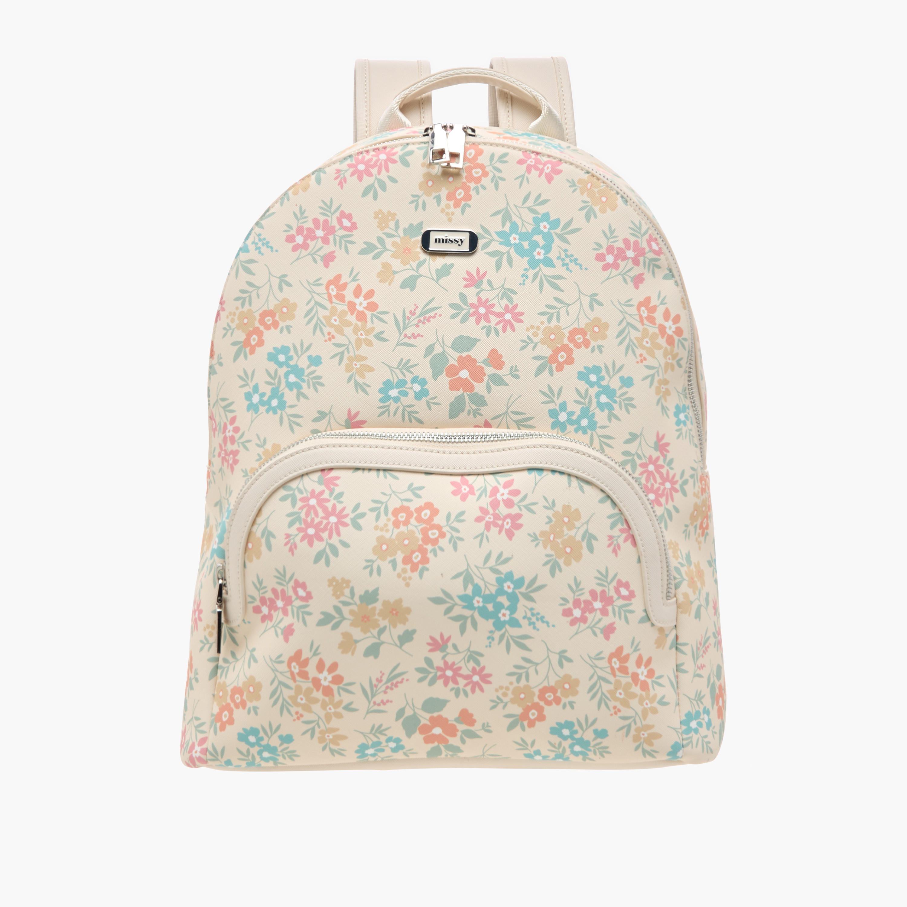 Missy Floral Print Backpack with Zip Closure and Adjustable Strap - 30x15x36 cm-women-bagsandwallets-backpacks-image-1