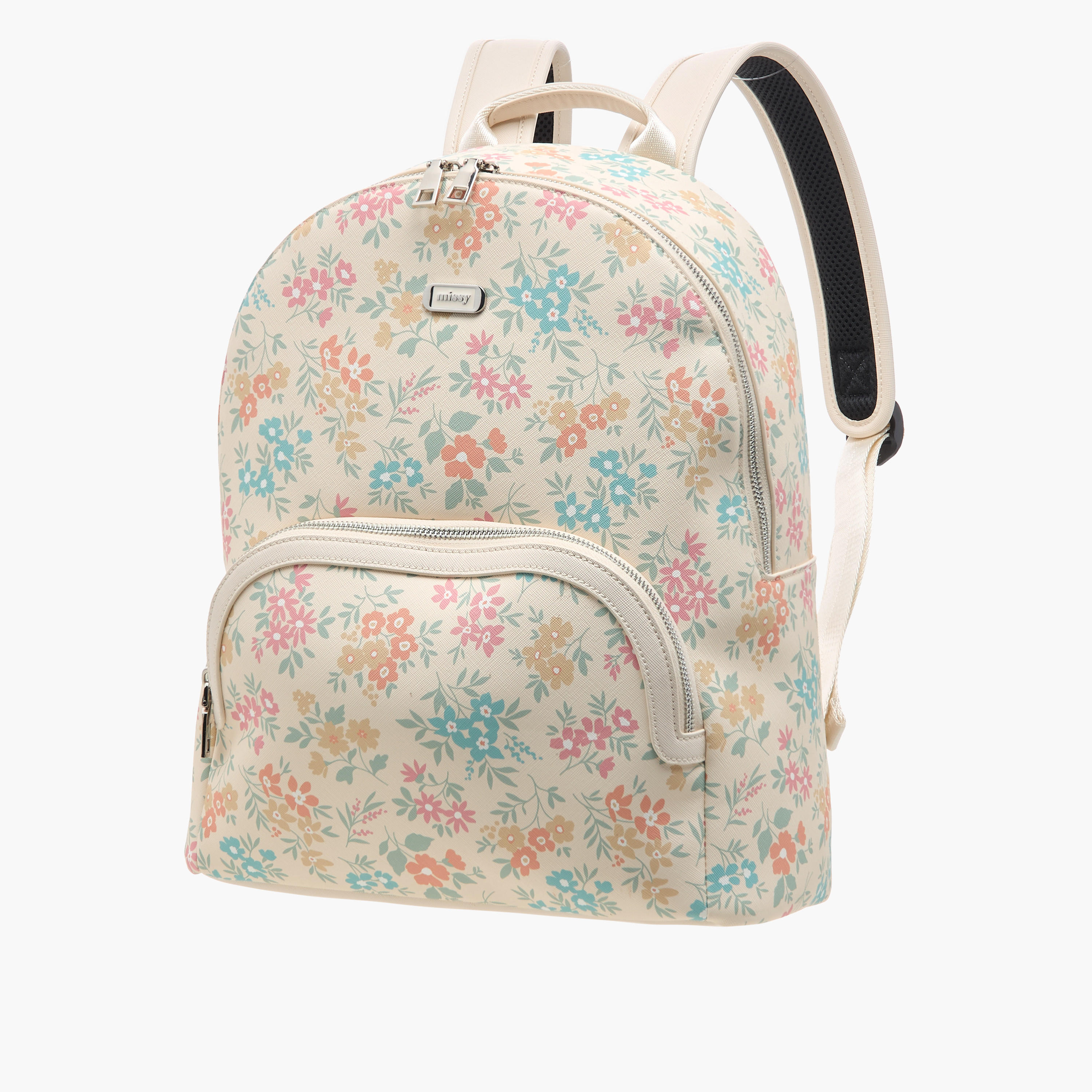 Missy Floral Print Backpack with Zip Closure and Adjustable Strap - 30x15x36 cm-women-bagsandwallets-backpacks-image-2